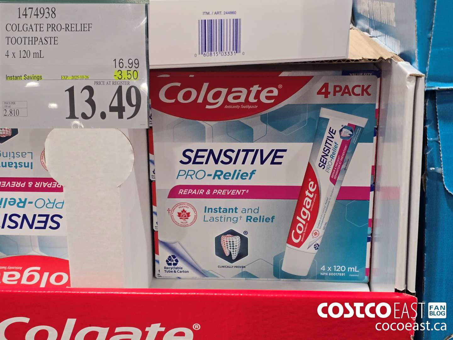 1474938 COLGATE PRO-RELIEF TOOTHPASTE 4x 120 mL ($3.50 INSTANT SAVINGS EXPIRES ON 2025-10-26) $13.49