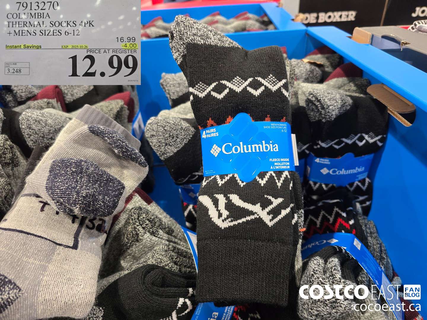 7913270 COLUMBIA THERMAL SOCKS 4PK +MENS SIZES 6-12 ($4.00 INSTANT SAVINGS EXPIRES ON 2025-10-26) $12.99