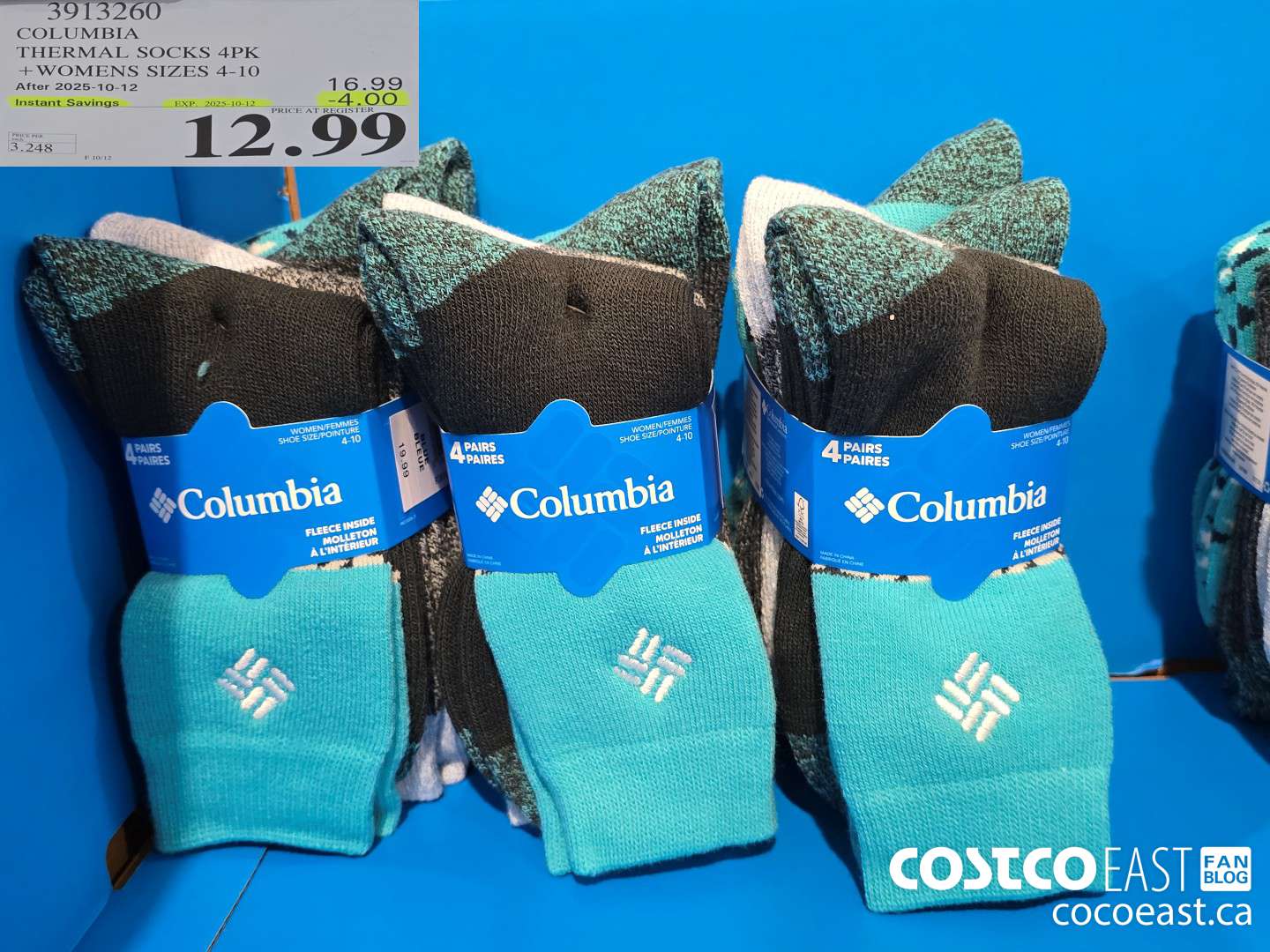 3913260 COLUMBIA THERMAL SOCKS 4PK +WOMENS SIZES 4-10 ($4.00 INSTANT SAVINGS EXPIRES ON 2025-10-12) $12.99