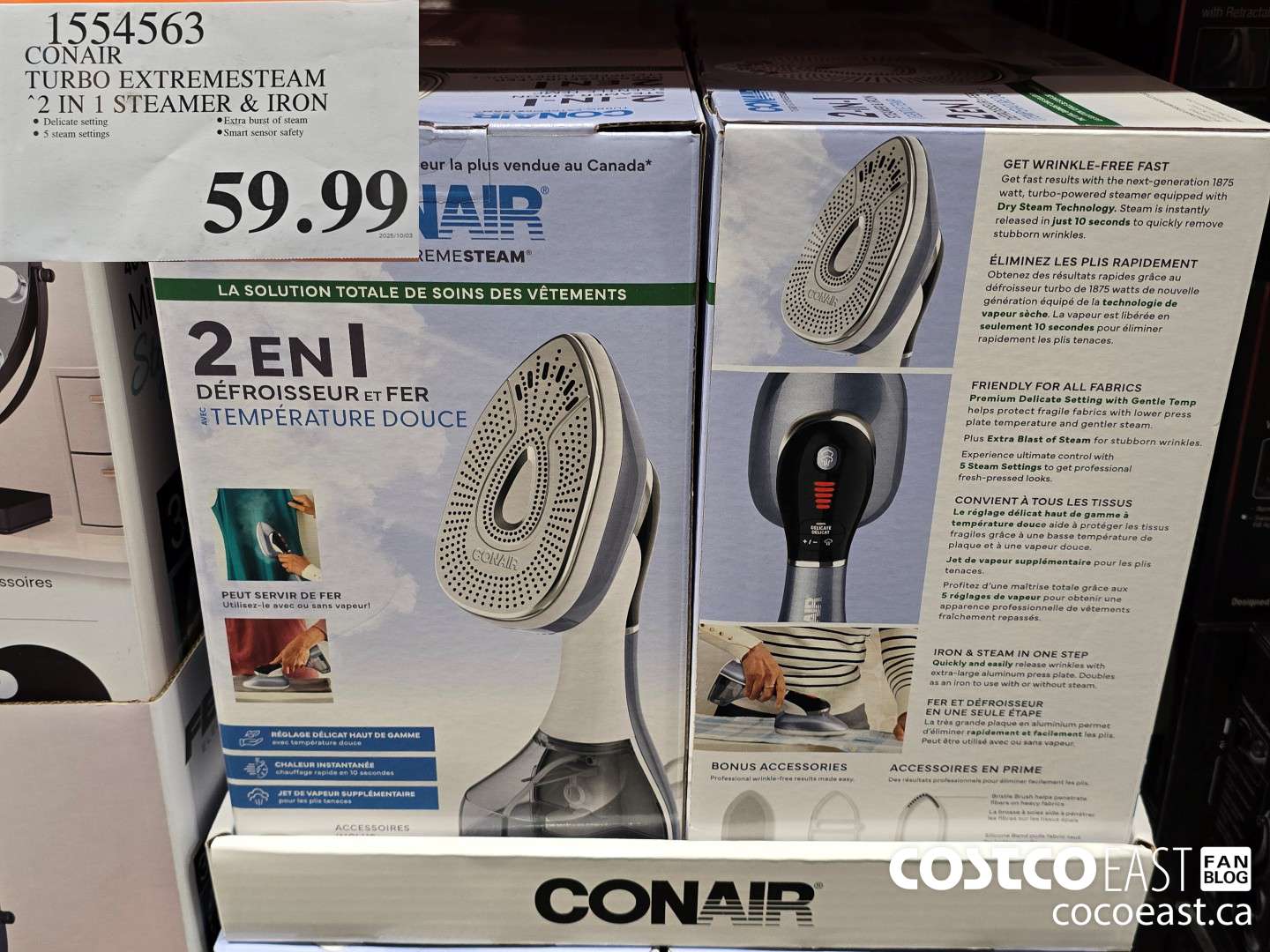 1554563 CONAIR TURBO EXTREMESTEAM 2 IN 1 STEAMER & IRON $59.99
