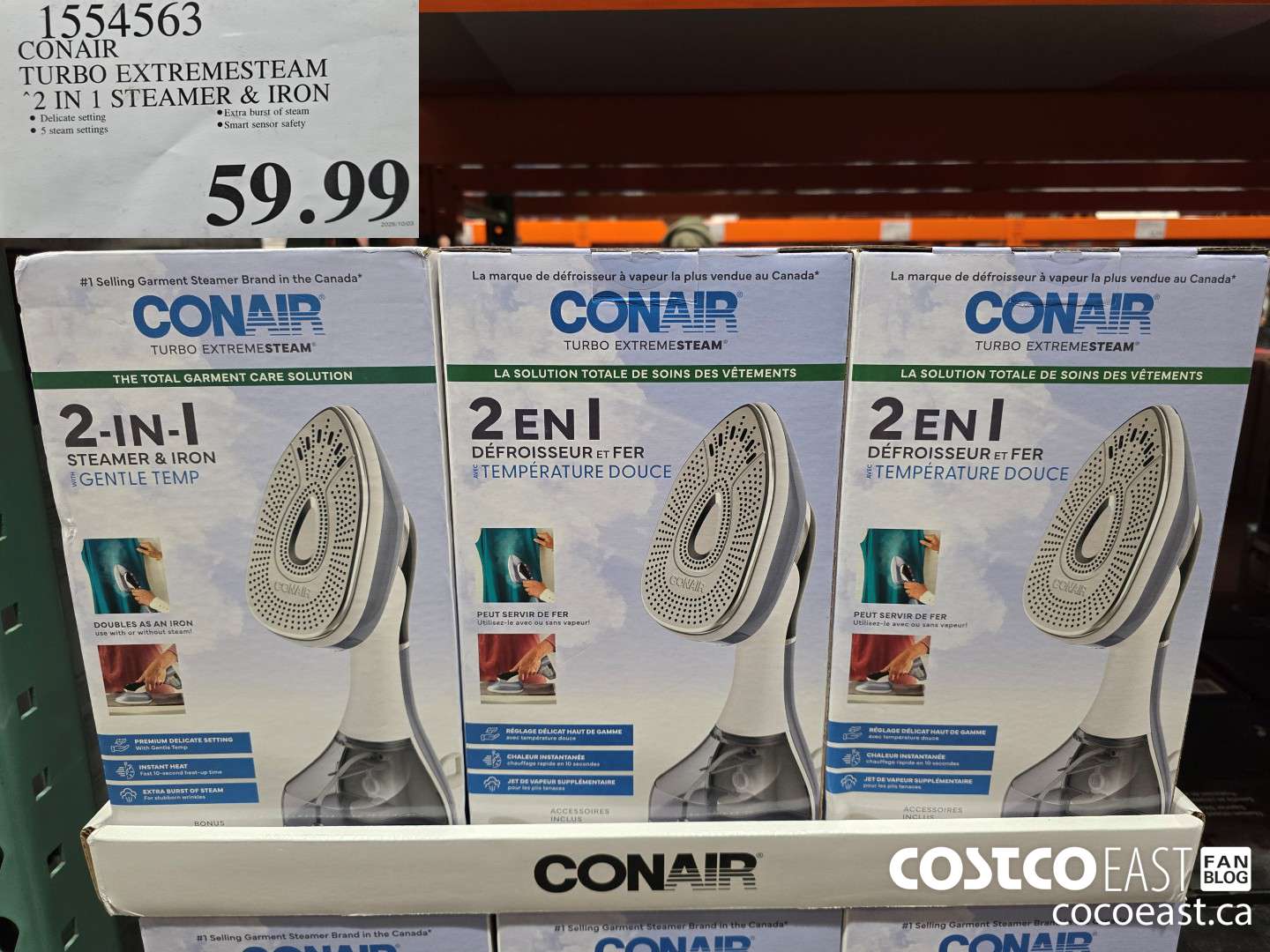 1554563 CONAIR TURBO EXTREMESTEAM 2 IN 1 STEAMER & IRON $59.99