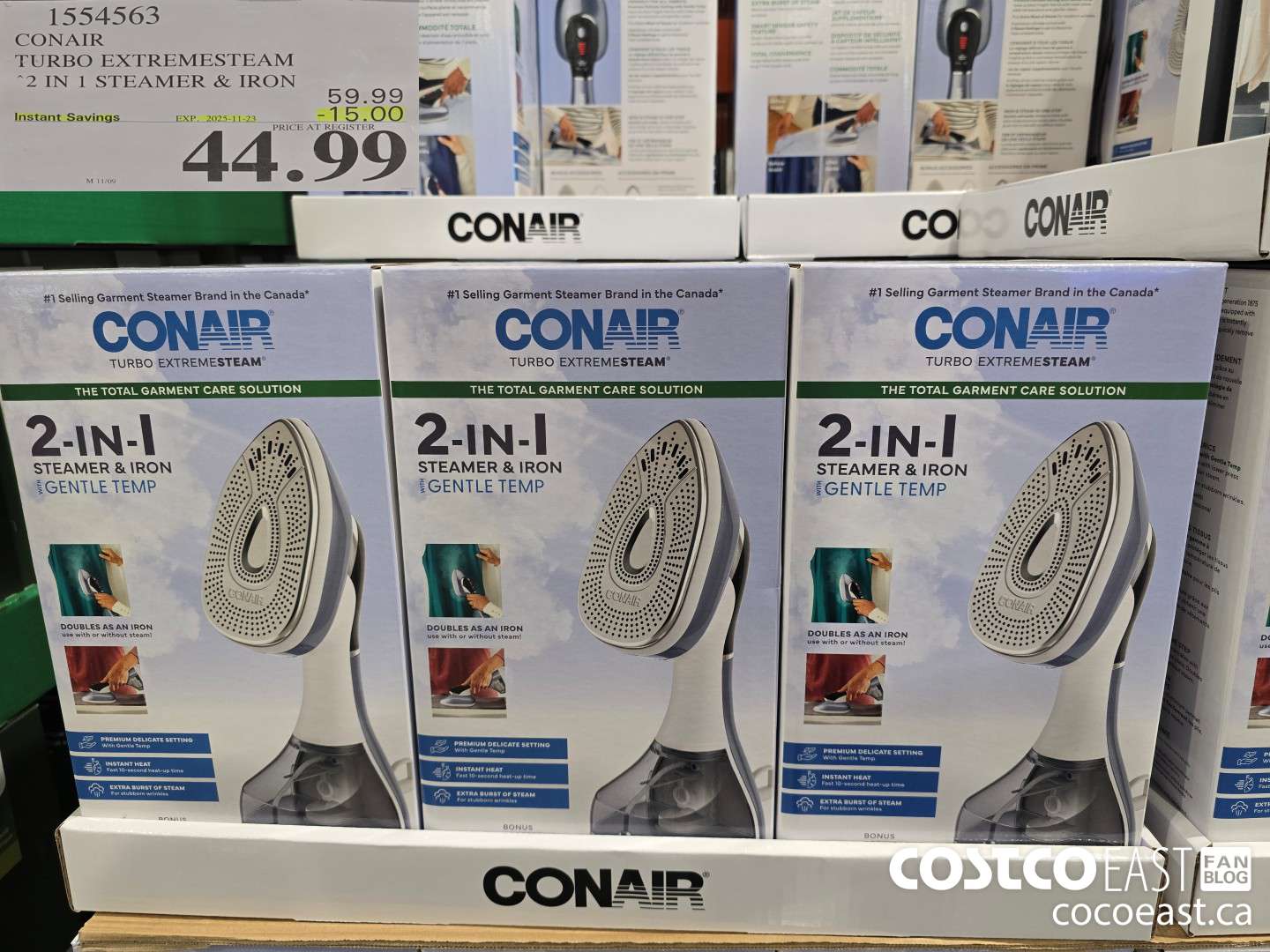 1554563 CONAIR TURBO EXTREMESTEAM 2 IN 1 STEAMER & IRON ($15.00 INSTANT SAVINGS EXPIRES ON 2025-11-23) $44.99