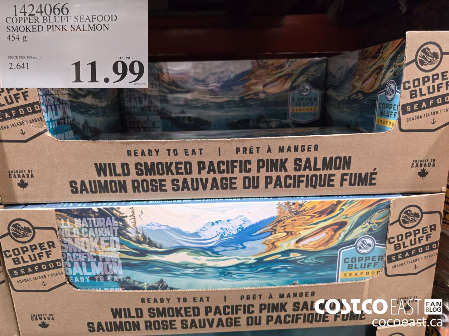 1424066 COPPER BLUFF SEAFOOD SMOKED PINK SALMON 454 g $11.99