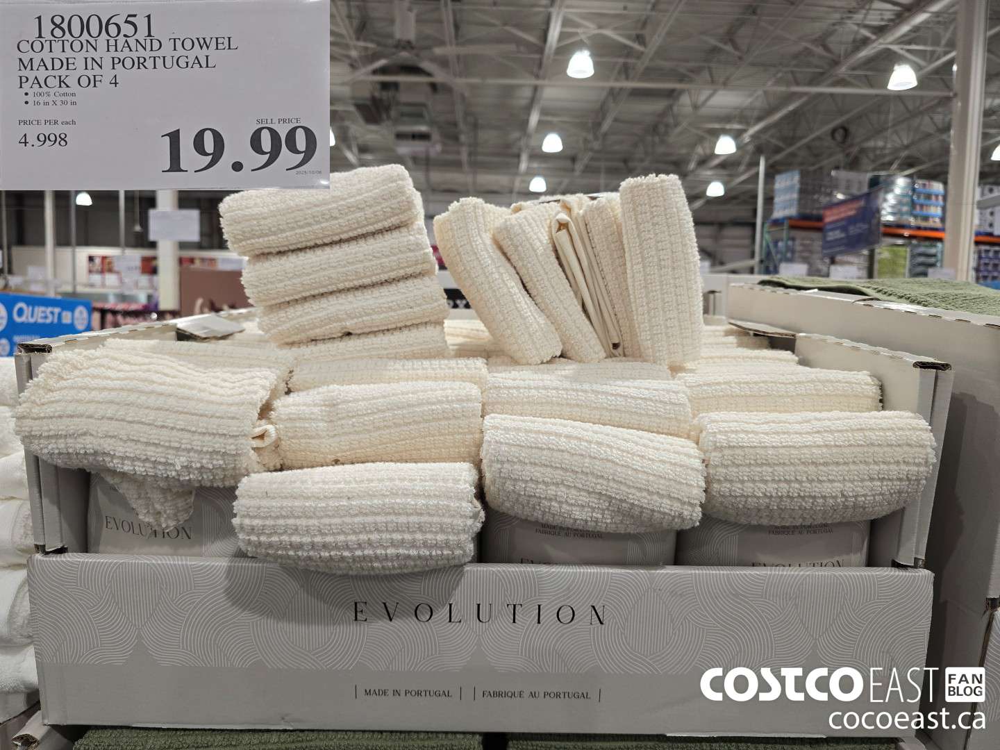 1800651 COTTON HAND TOWEL MADE IN PORTUGAL PACK OF 4 $19.99