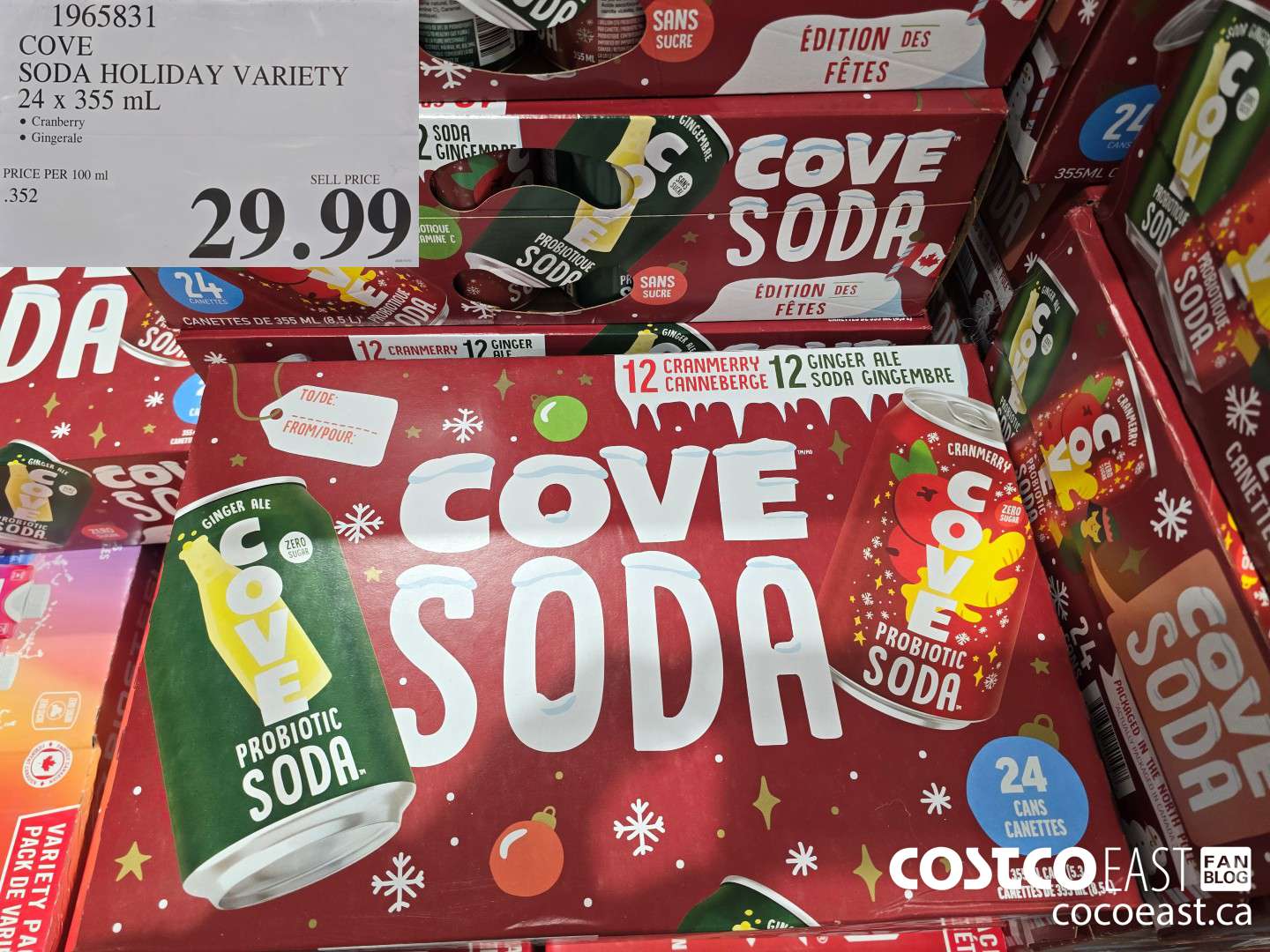 1965831 COVE SODA HOLIDAY VARIETY 24 X 355 ML $29.99