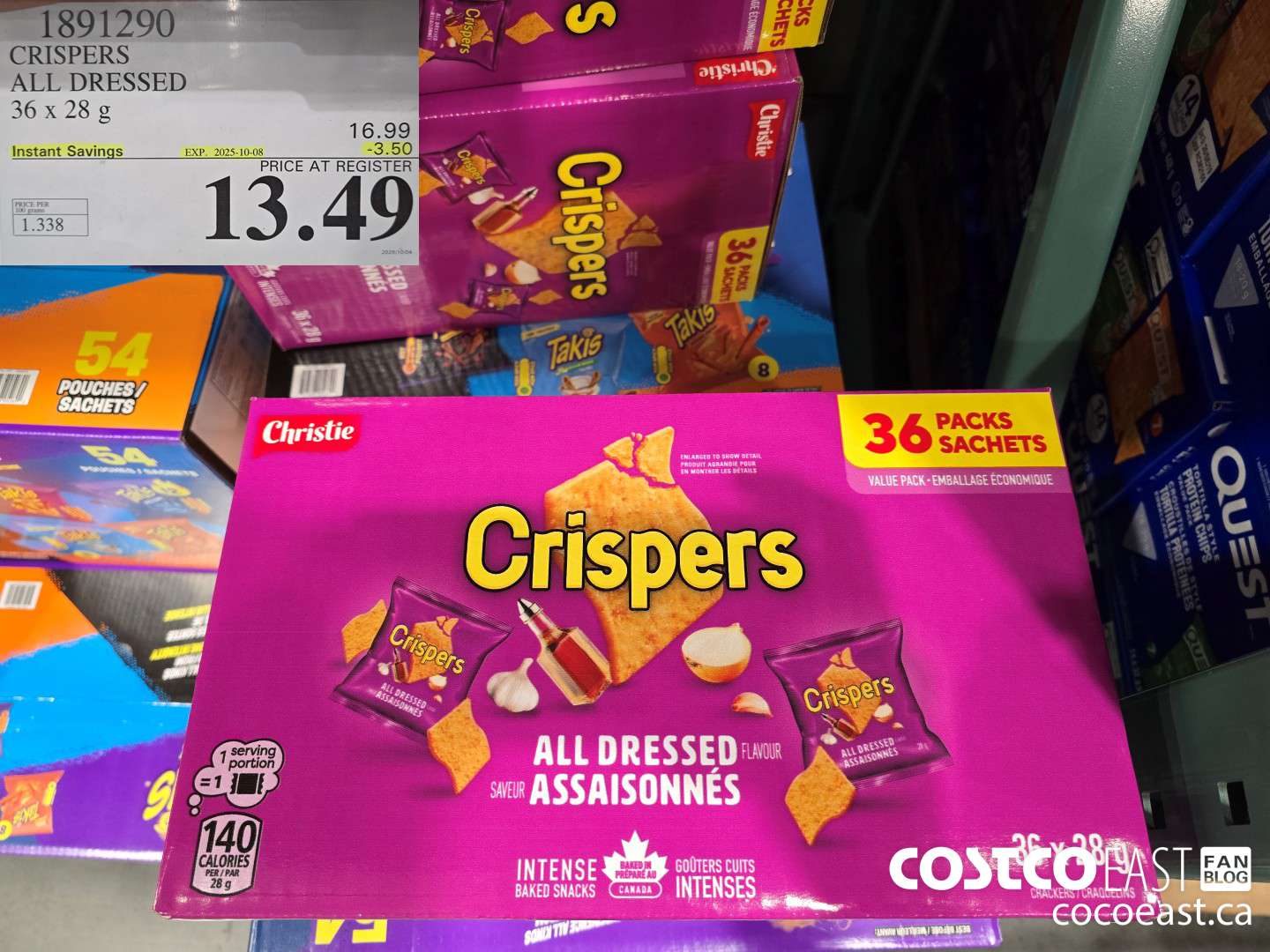 1891290 CRISPERS ALL DRESSED 36 X 28 g ($3.50 INSTANT SAVINGS EXPIRES ON 2025-10-08) $13.49