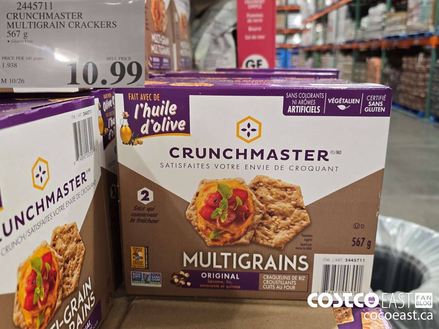 2445711 CRUNCHMASTER MULTIGRAIN CRACKERS 567 g $10.99