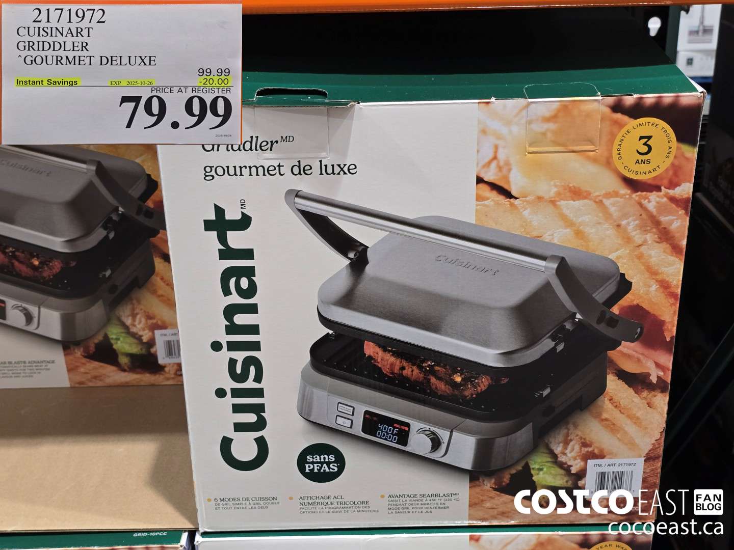 2171972 CUISINART GRIDDLER GOURMET DELUXE ($20.00 INSTANT SAVINGS EXPIRES ON 2025-10-26) $79.99
