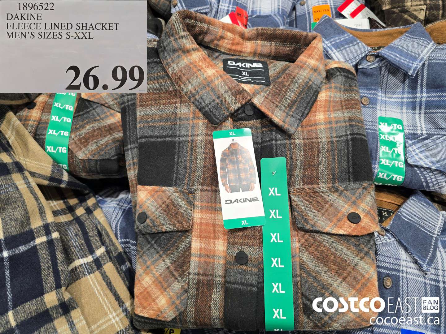 1896522 DAKINE FLEECE LINED SHACKET MEN'S SIZES S-XXL $26.99