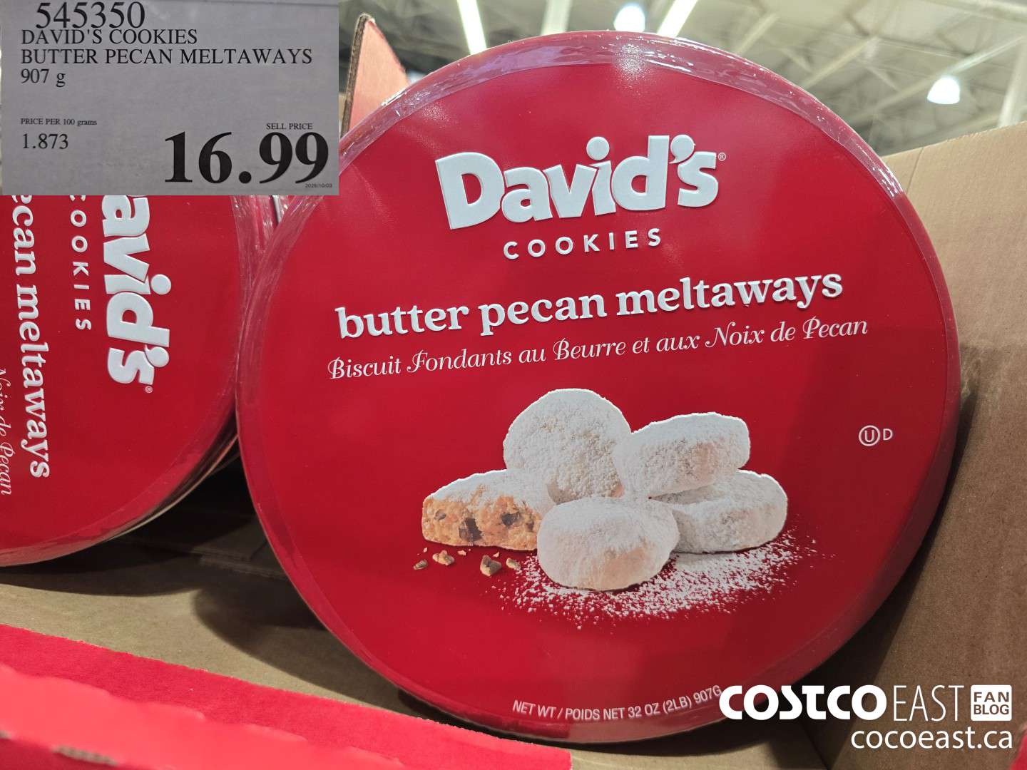 545350 DAVID'S BUTTER PECAN MELTAWAYS 907 g $16.99