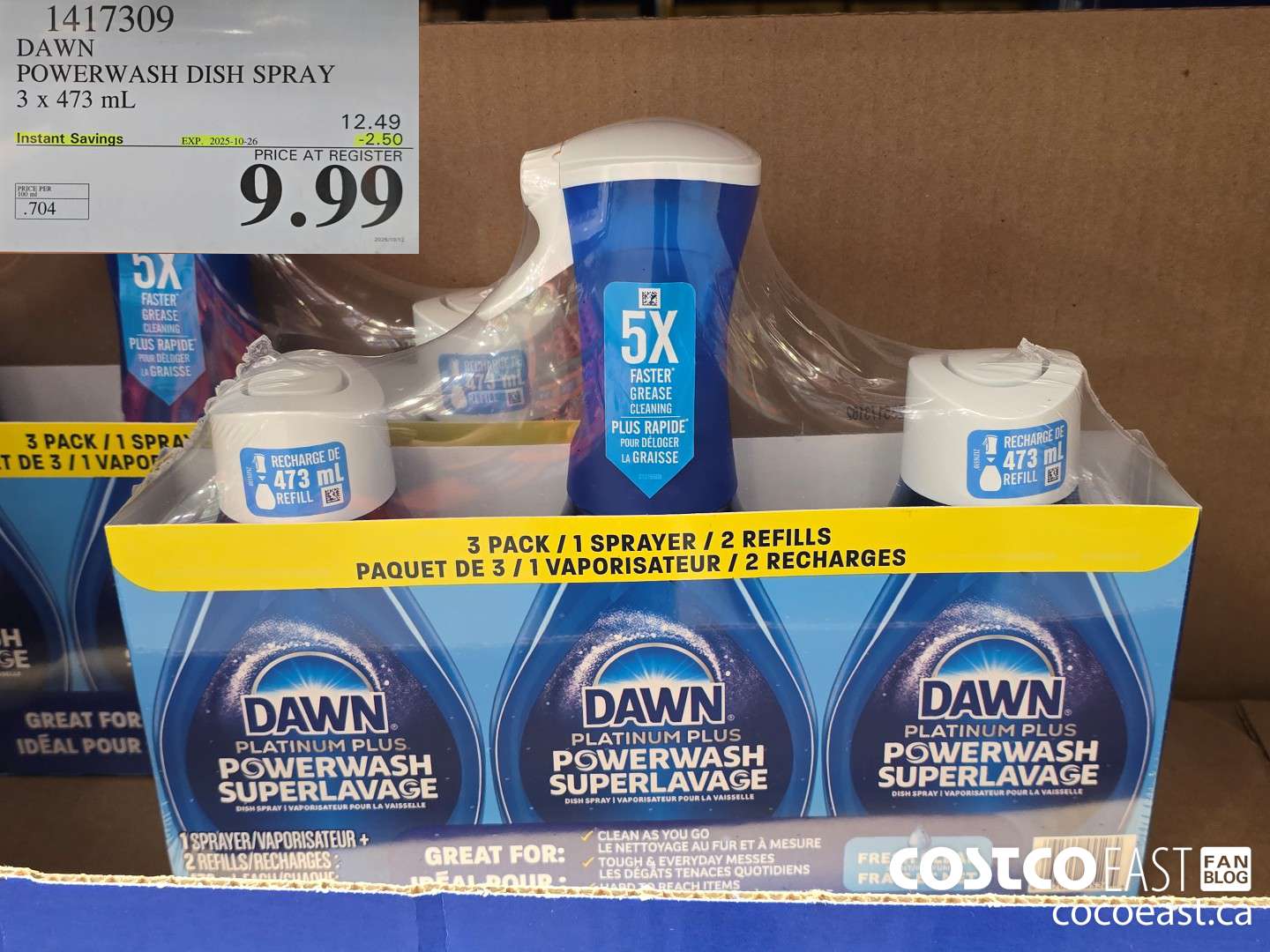 1417309 DAWN POWERWASH DISH SPRAY 3 X 473 mL ($2.50 INSTANT SAVINGS EXPIRES ON 2025-10-26) $9.99