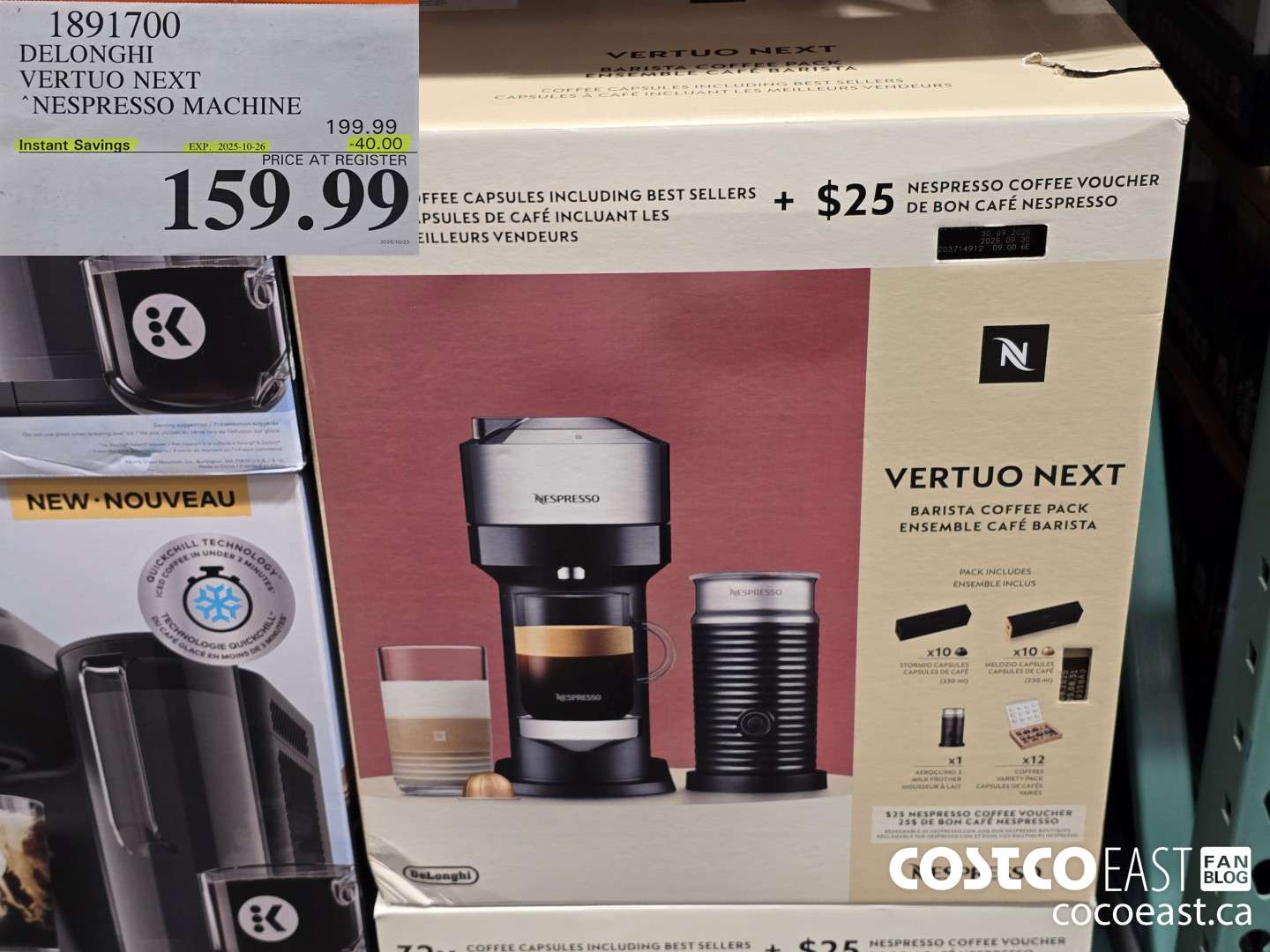 1891700 DELONGHI VERTUO NESPRESSO MACHINE ($40.00 INSTANT SAVINGS EXPIRES ON 2025-10-26) $159.99