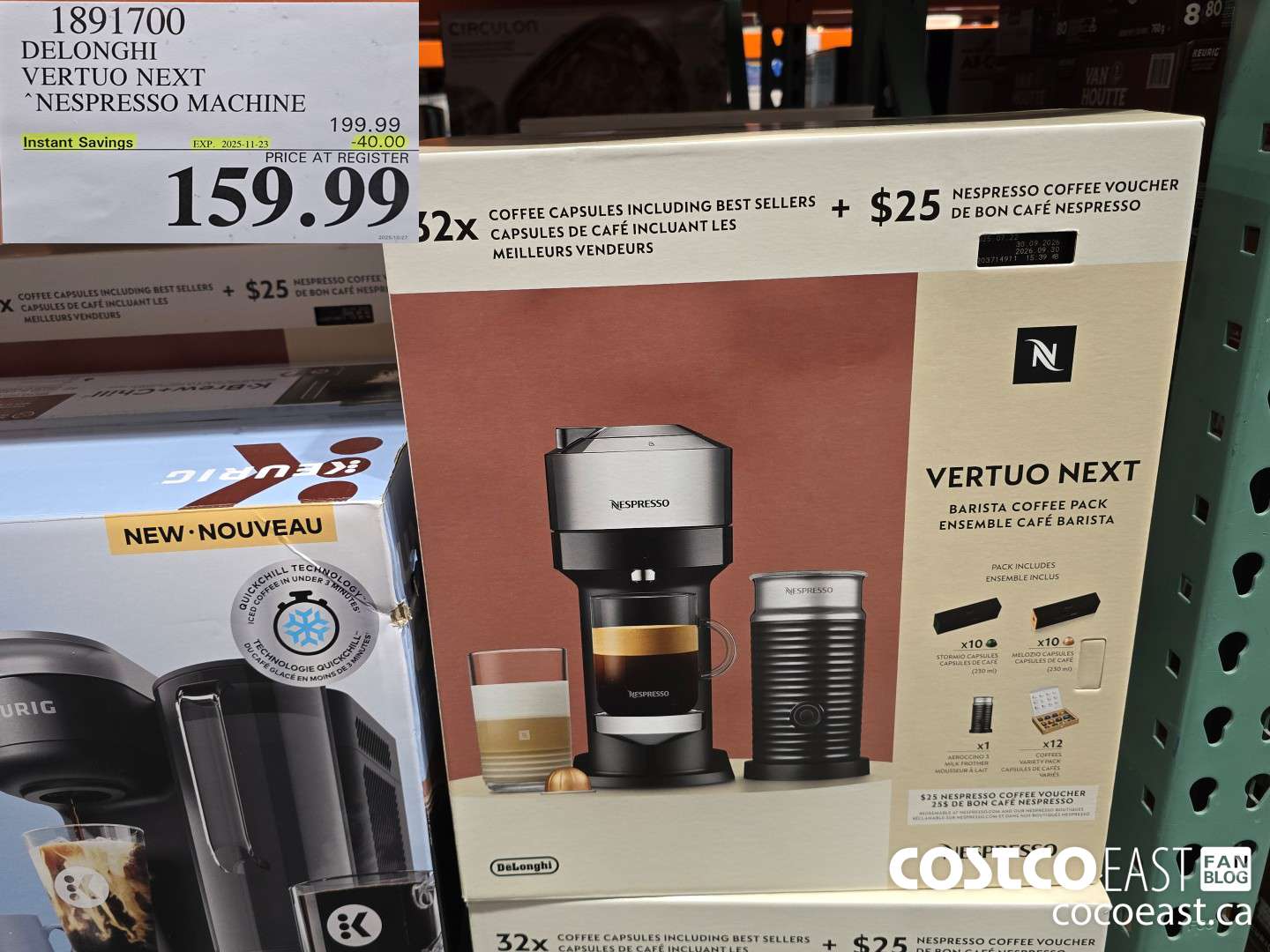 1891700 DELONGHI VERTUO NESPRESSO MACHINE ($40.00 INSTANT SAVINGS EXPIRES ON 2025-11-23) $159.99