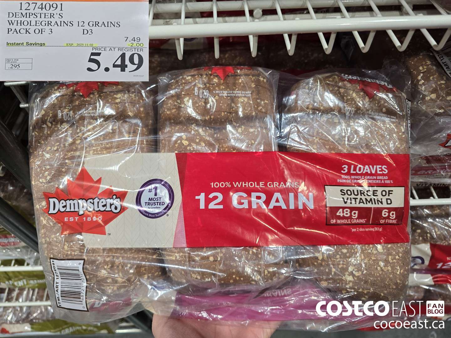 1274091 DEMPSTER'S WHOLEGRAINS 12 GRAINS PACK OF 3 ($2.00 INSTANT SAVINGS EXPIRES ON 2025-11-02) $5.49
