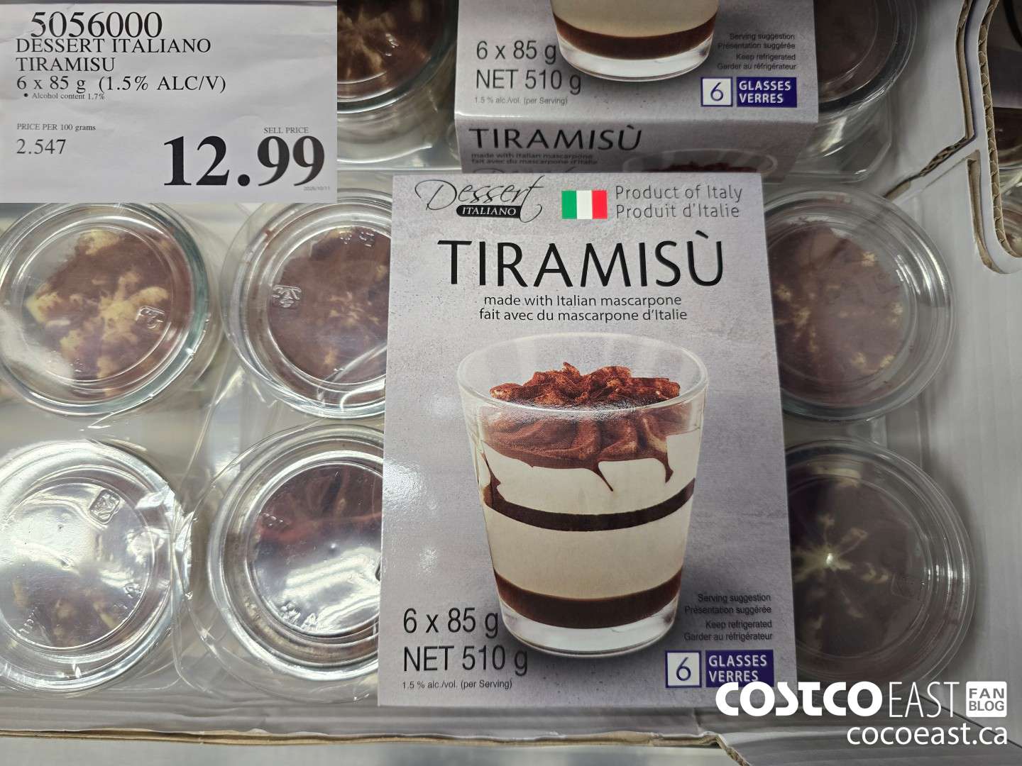 5056000 DESSERT ITALIANO TIRAMISU 6 X 85 G (1.5% ALC/V) $12.99