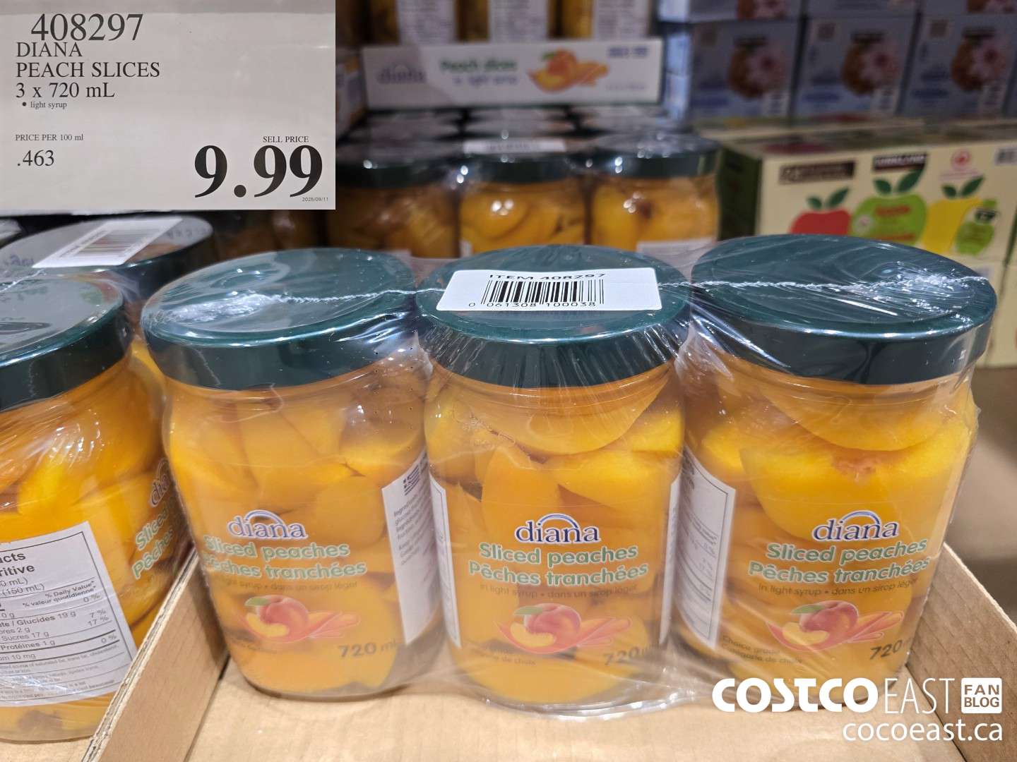 408297 DIANA'S PEACH SLICES 3 x 720 mL $9.99