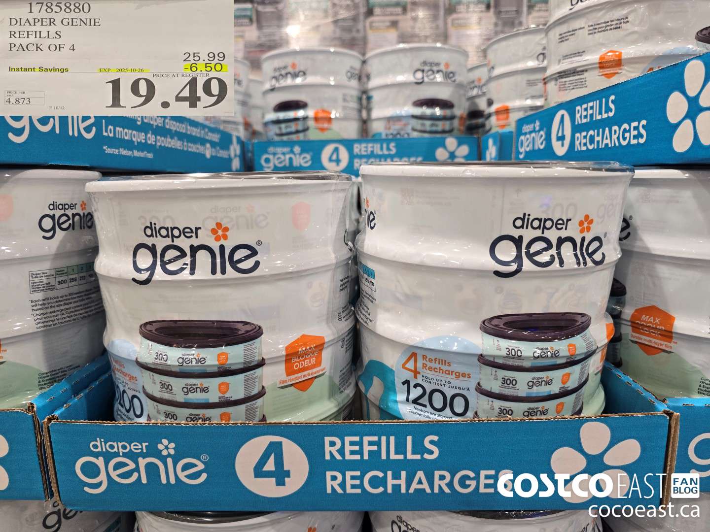 1785880 DIAPER GENIE REFILLS PACK OF 4 ($6.50 INSTANT SAVINGS EXPIRES ON 2025-10-26) $19.49
