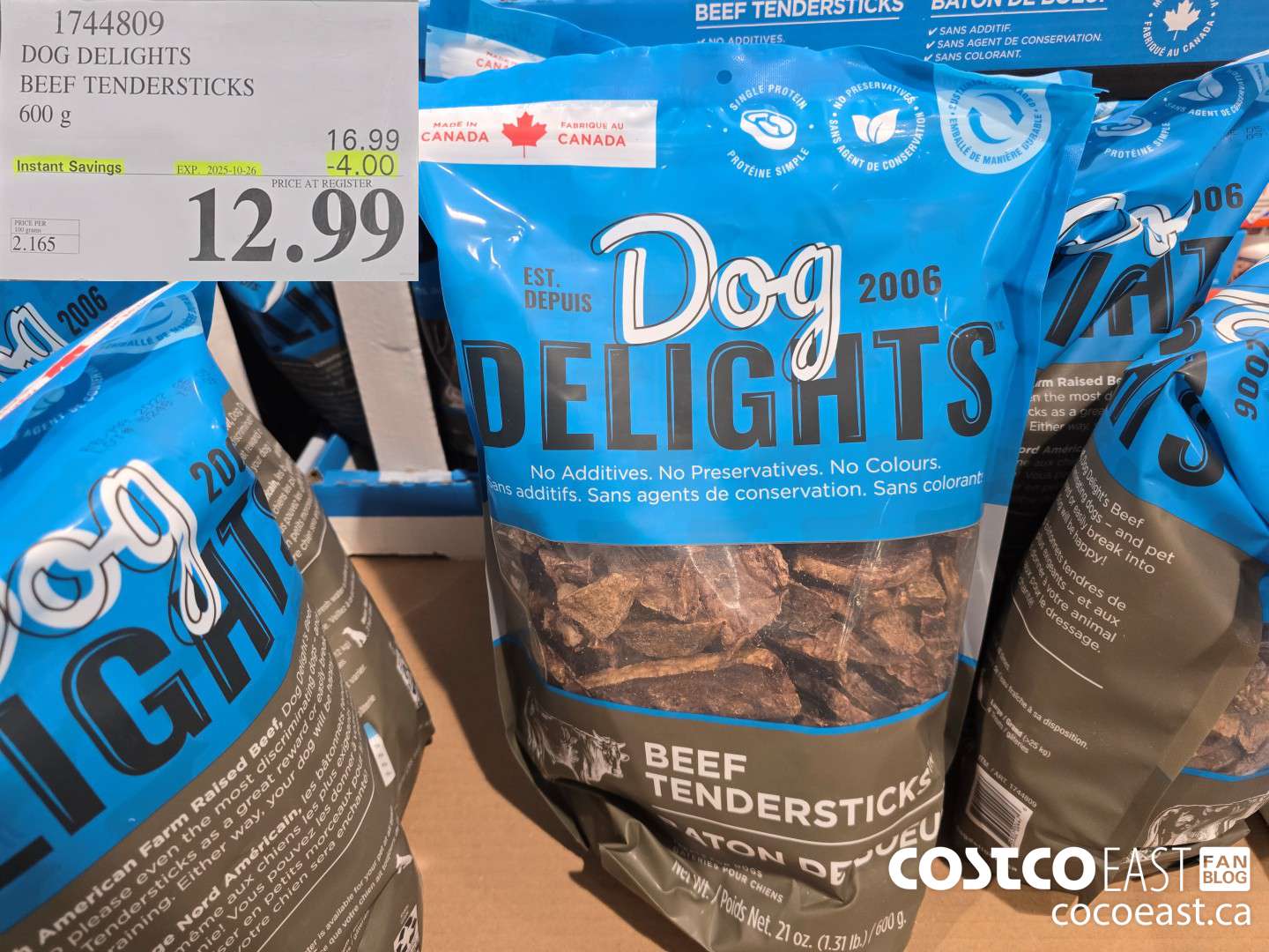 1744809 DOG DELIGHTS BEEF TENDERSTICKS 600 G ($4.00 INSTANT SAVINGS EXPIRES ON 2025-10-26) $12.99