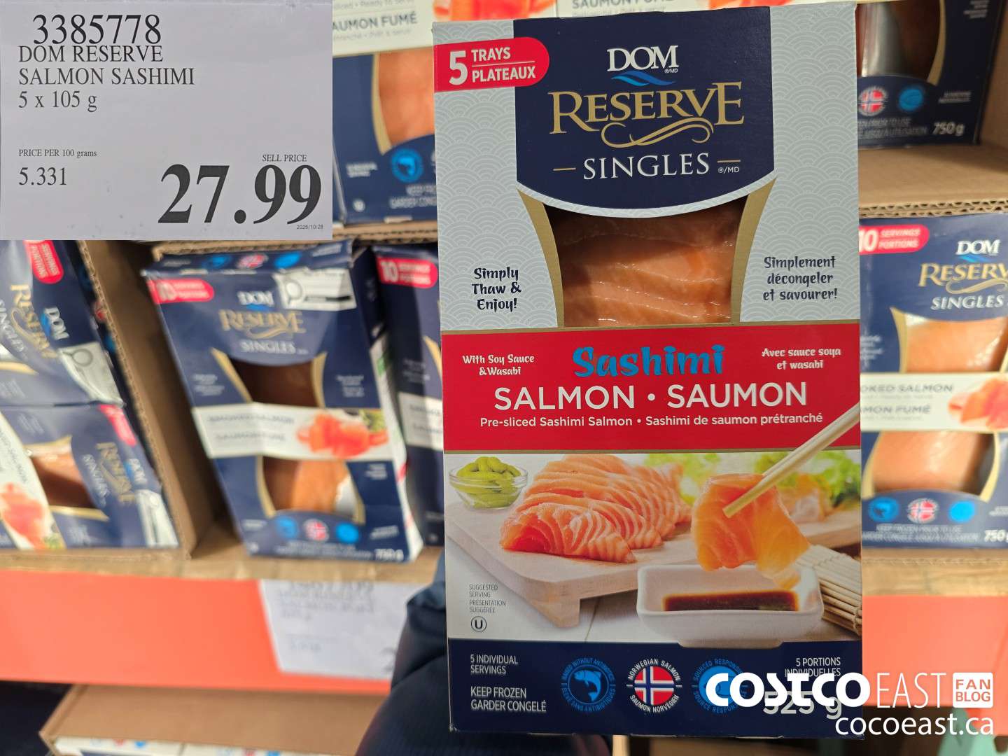 3385778 DOM RESERVE SALMON SASHIMI 5 X 105 G $27.99