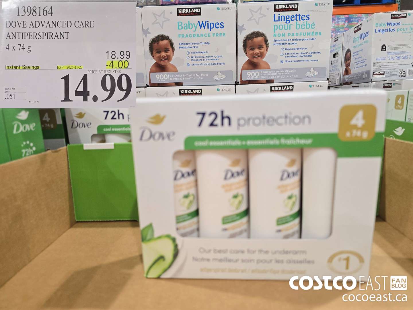 1393164 DOVE ADVANCED CARE ANTIPERSPIRANT 4x74 G ($4.00 INSTANT SAVINGS EXPIRES ON 2025-11-23) $14.99