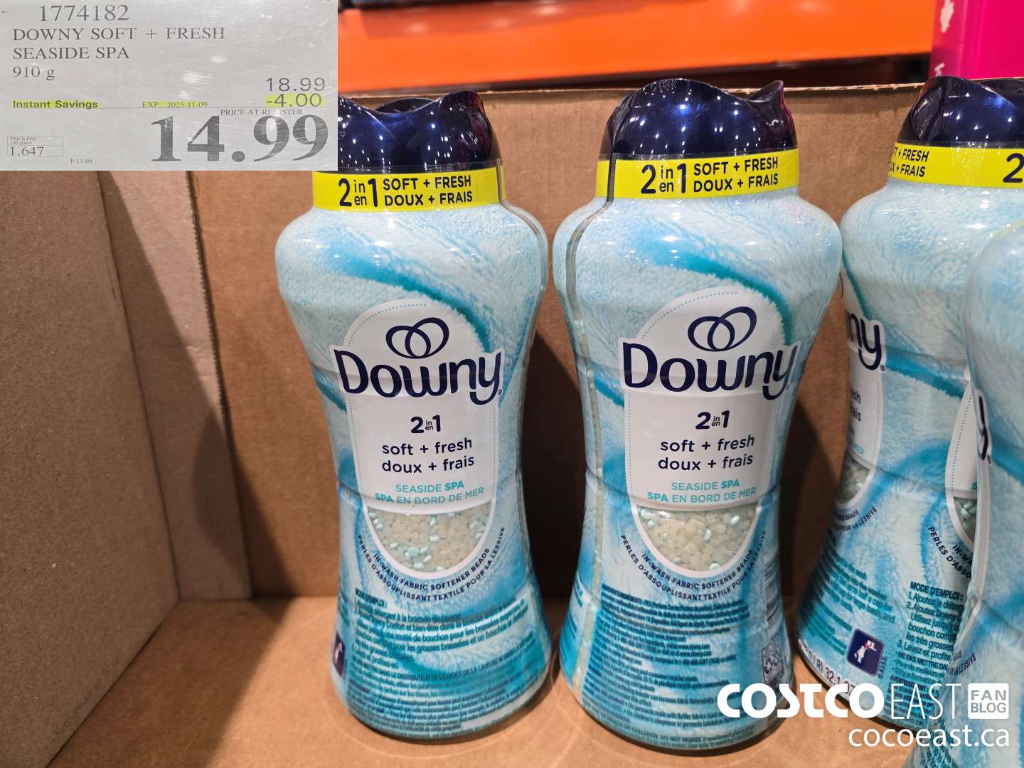 1774182 DOWNY SOFT + FRESH SEASIDE SPA 910 G ($4.00 INSTANT SAVINGS EXPIRES ON 2025-11-09) $14.99