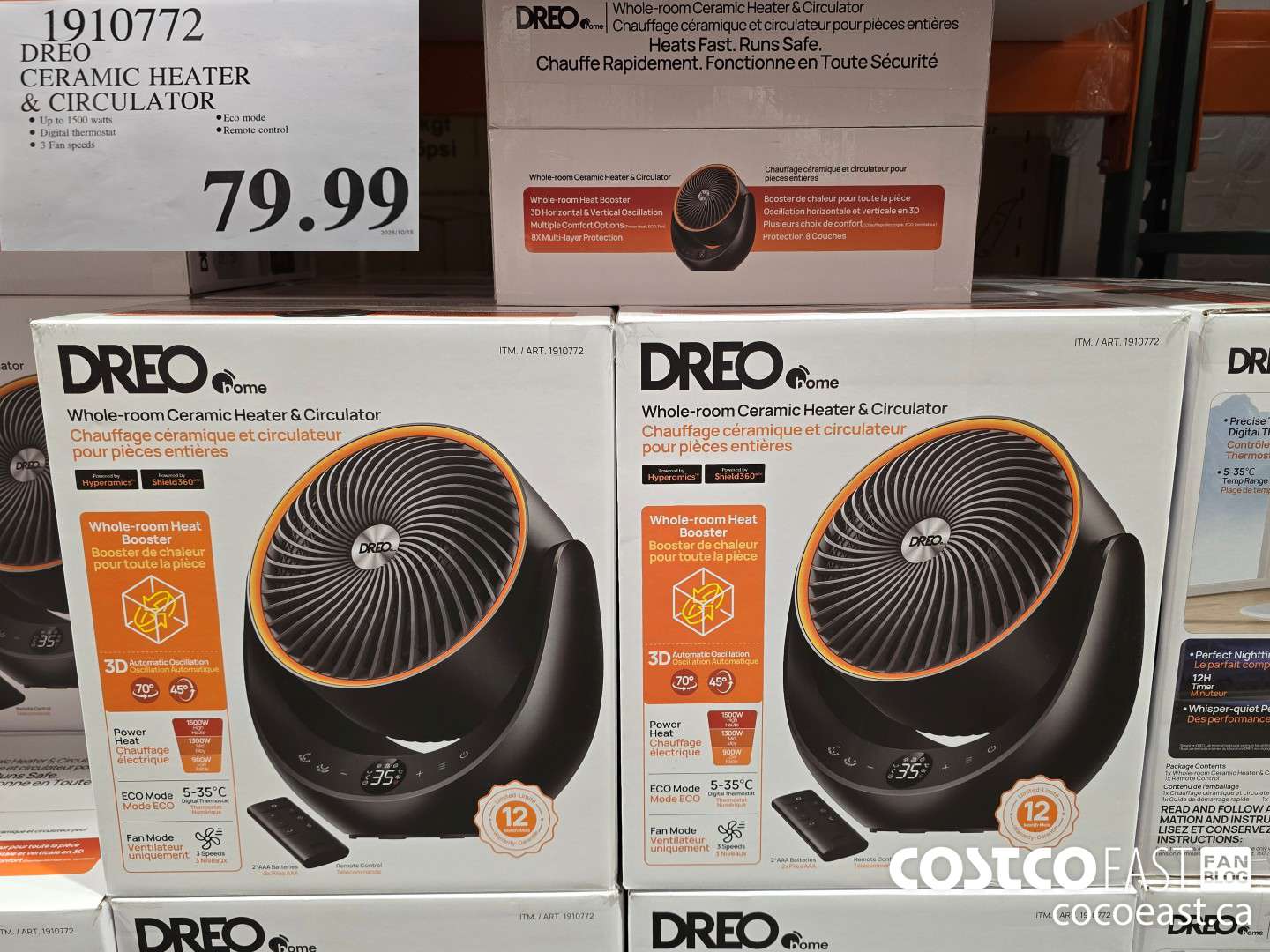 1910772 DREO CERAMIC HEATER & CIRCULATOR $79.99