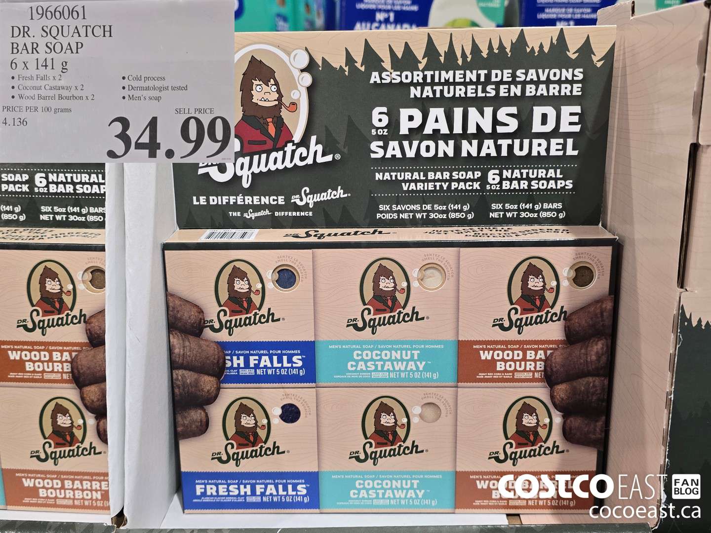 1966061 DR. SQUATCH BAR SOAP 6 x 141 G $34.99