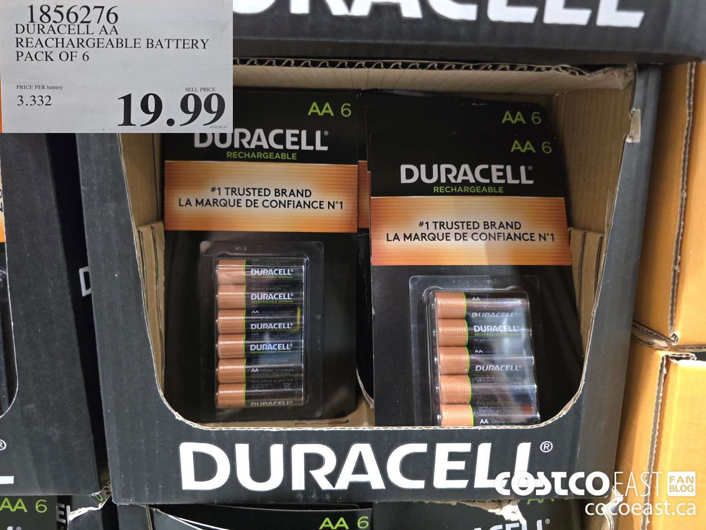 1856276 DURACELL AA RECHARGEABLE BATTERY PACK OF 6 $19.99