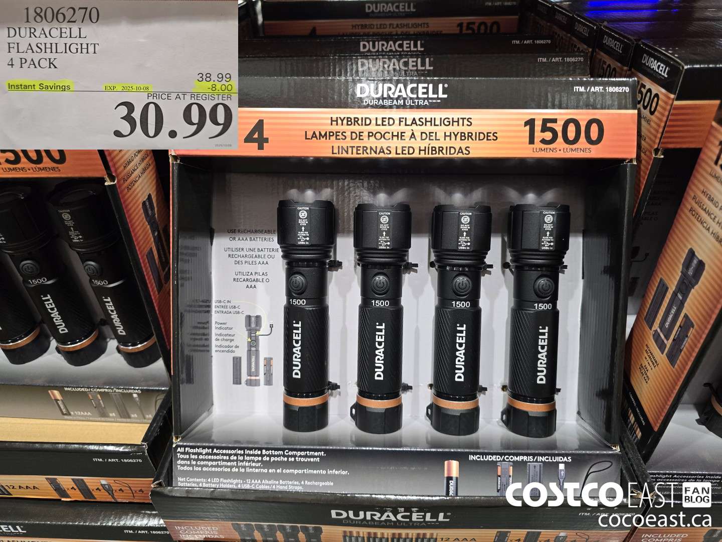 1806270 DURACELL FLASHLIGHT 4 PACK ($8.00 INSTANT SAVINGS EXPIRES ON 2025-10-08) $30.99