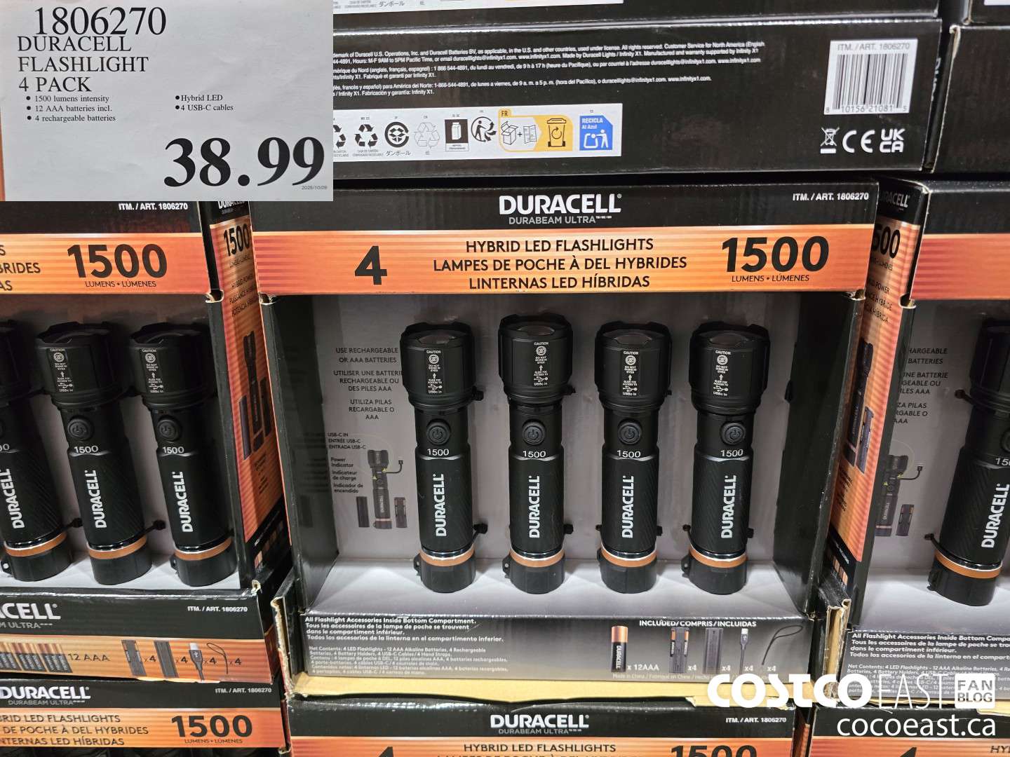 1806270 DURACELL FLASHLIGHT 4 PACK $38.99