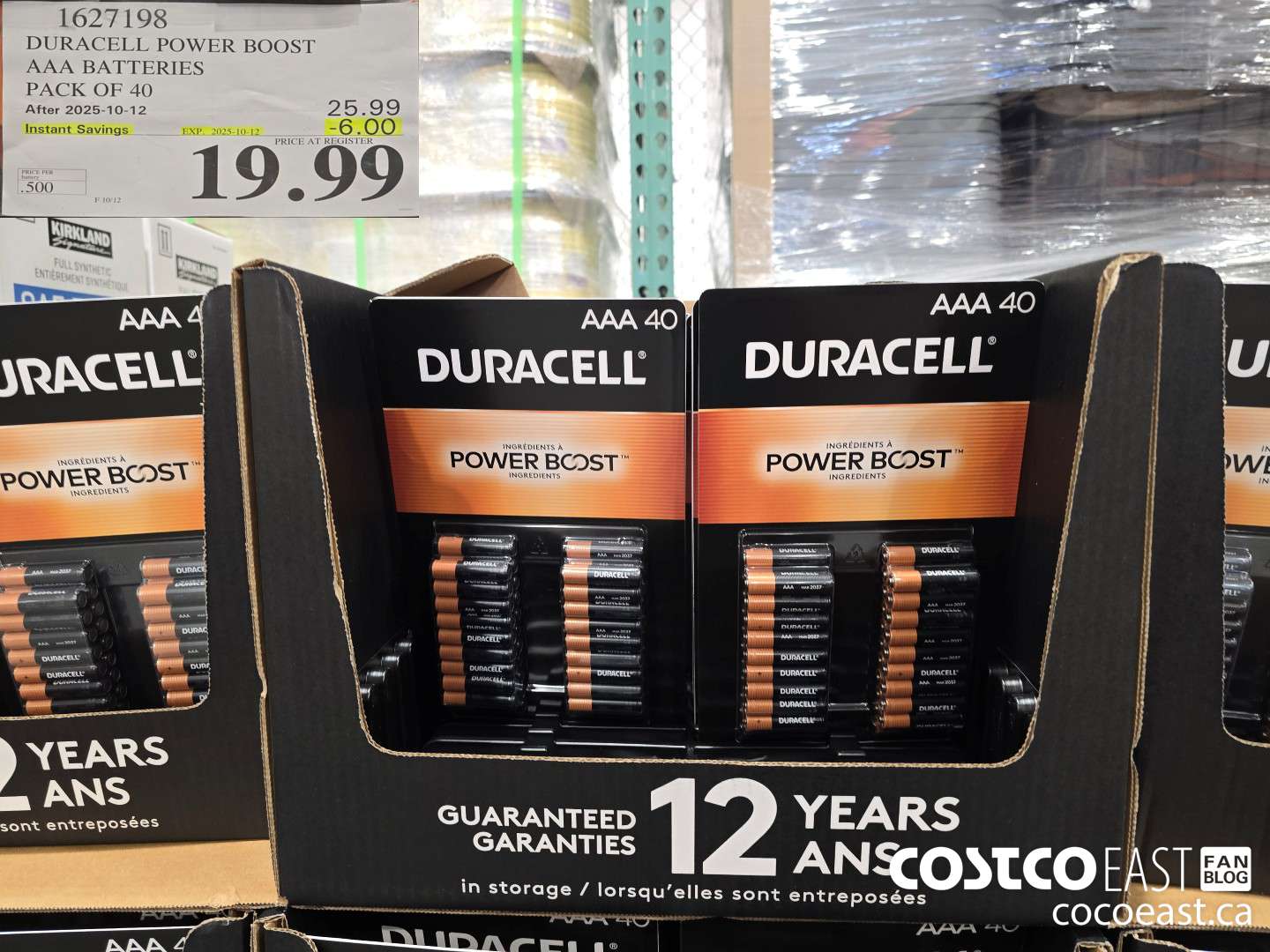 1627198 DURACELL POWER BOOST AAA BATTERIES PACK OF 40 ($6.00 INSTANT SAVINGS EXPIRES ON 2025-10-12) $19.99