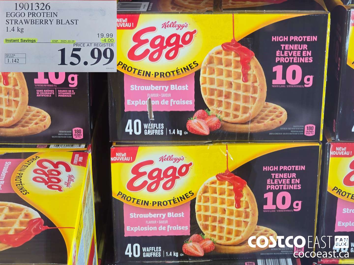 1901326 EGGO PROTEIN STRAWBERRY BLAST 1.4 KG ($4.00 INSTANT SAVINGS EXPIRES ON 2025-10-19) $15.99