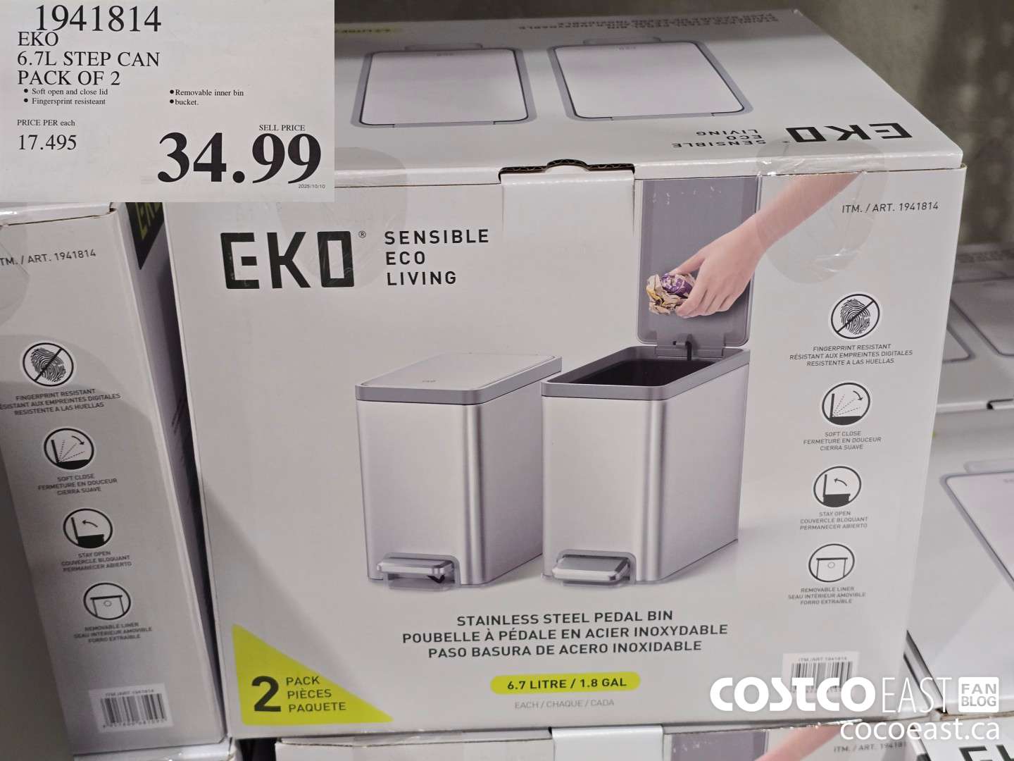 1941814 EKO 6.7L STEP CAN PACK OF 2 $34.99