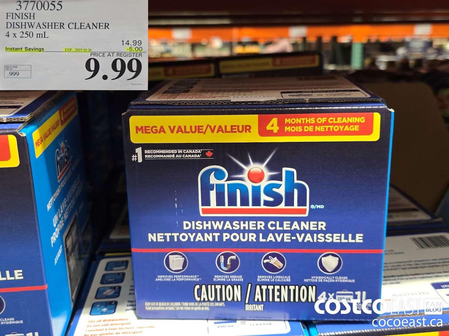 3770055 FINISH DISHWASHER CLEANER 4 x 250 mL ($5.00 INSTANT SAVINGS EXPIRES ON 2025-10-26) $9.99