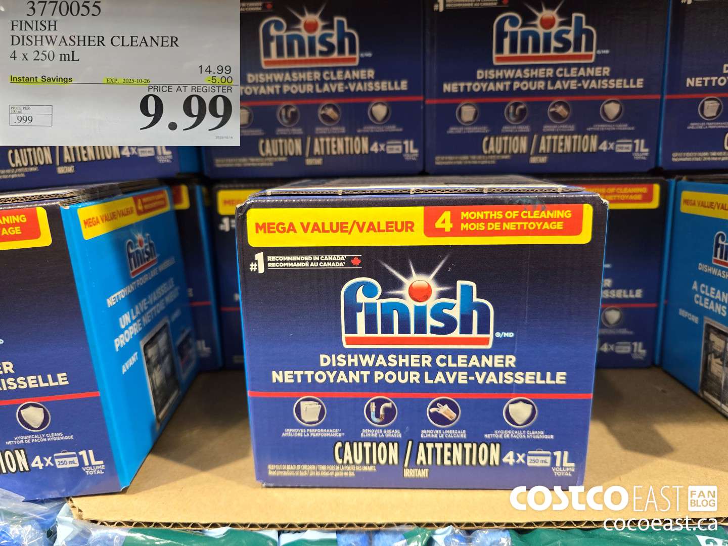 3770055 FINISH DISHWASHER CLEANER 4 x 250 mL ($5.00 INSTANT SAVINGS EXPIRES ON 2025-10-26) $9.99