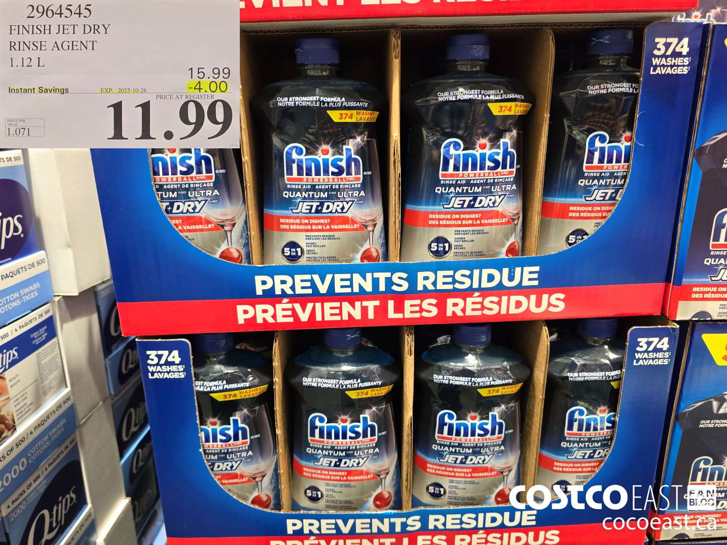 2964545 FINISH JET DRY RINSE AGENT 1.12 L ($4.00 INSTANT SAVINGS EXPIRES ON 2025-10-26) $11.99