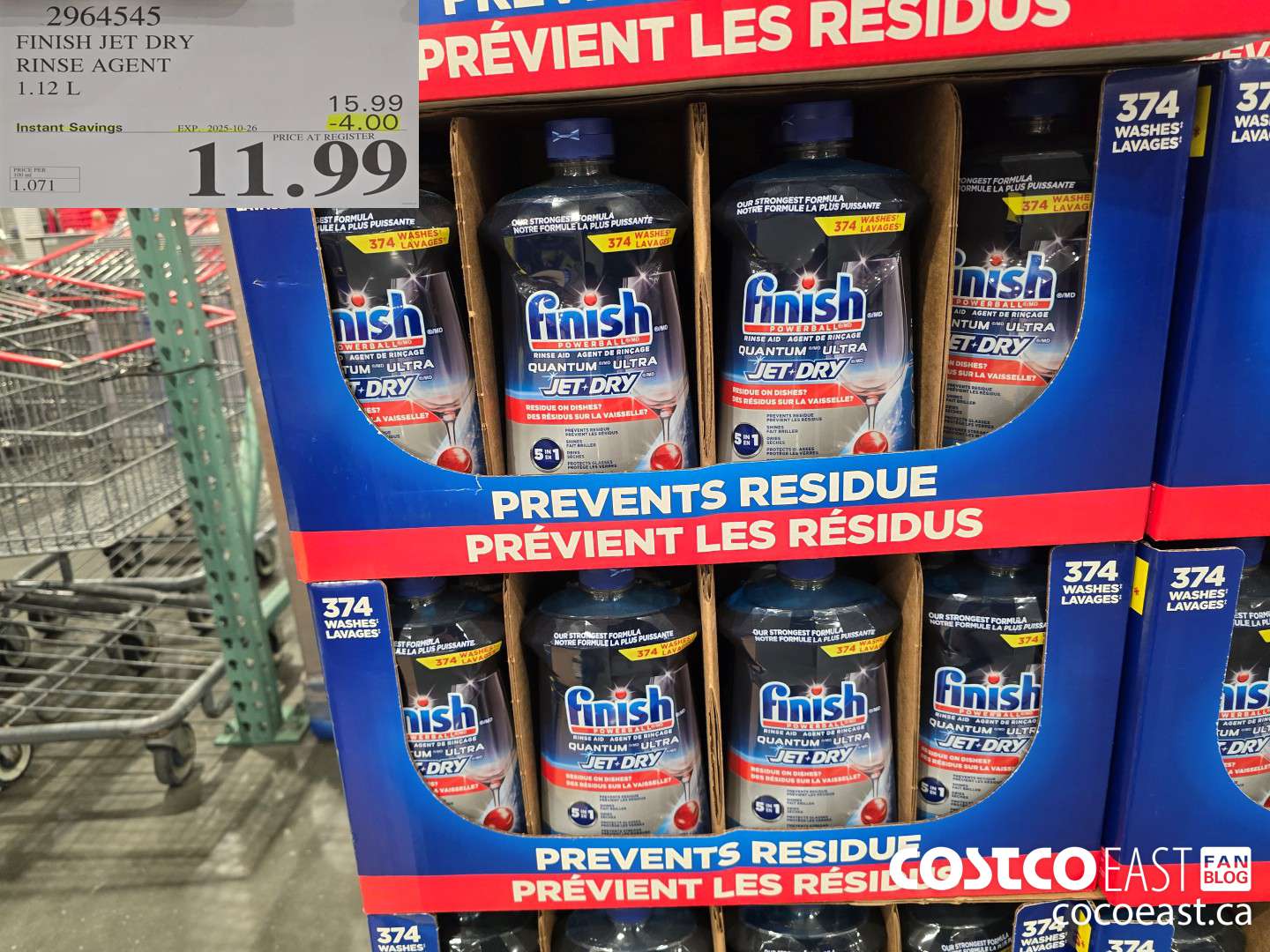 2964545 FINISH JET DRY RINSE AGENT 1.12 L ($4.00 INSTANT SAVINGS EXPIRES ON 2025-10-26) $11.99