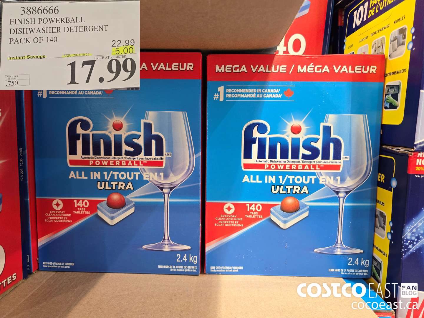 3886666 FINISH POWERBALL DISHWASHER DETERGENT PACK OF 140 ($5.00 INSTANT SAVINGS EXPIRES ON 2025-10-26) $17.99