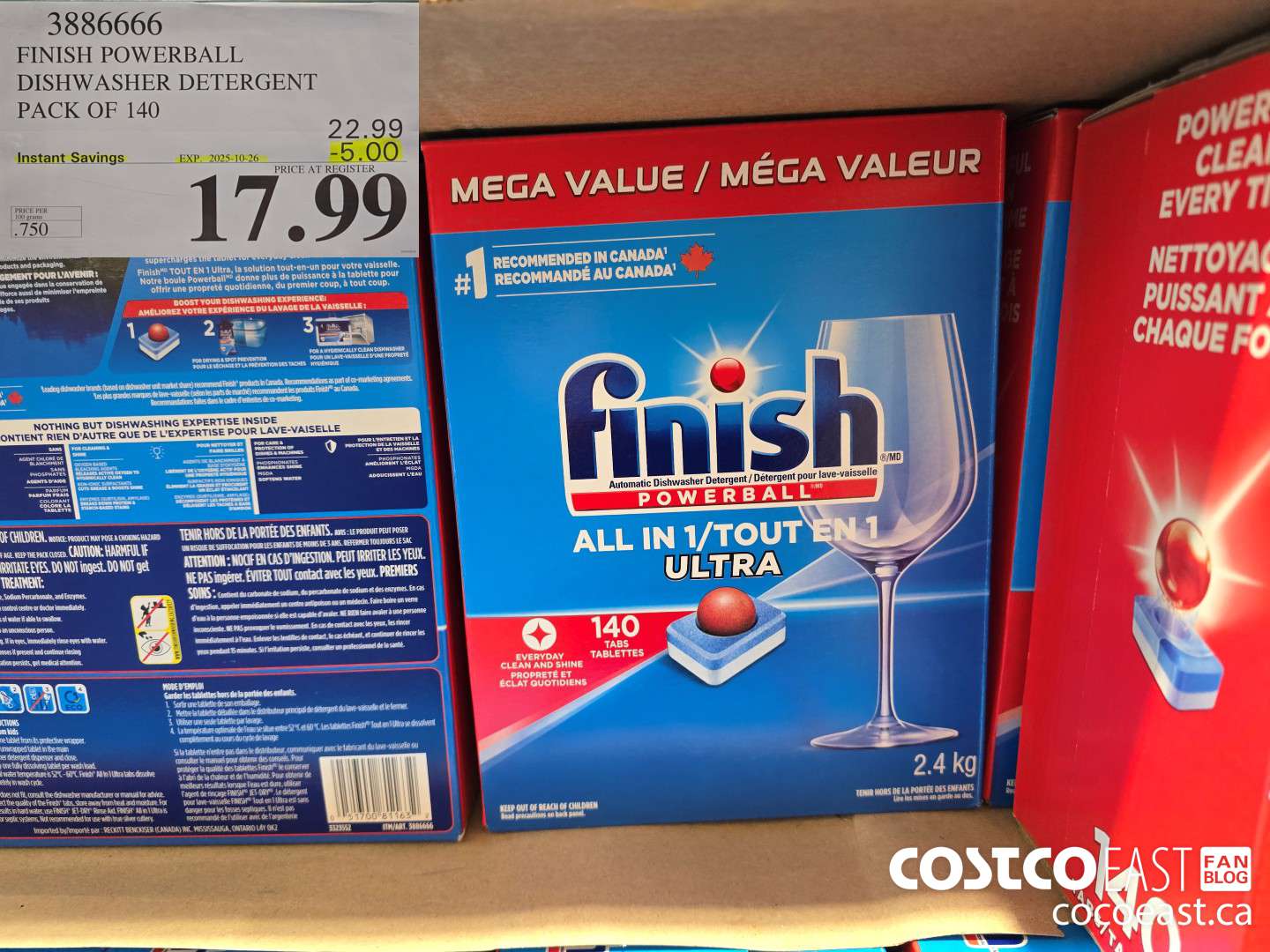 3886666 FINISH POWERBALL DISHWASHER DETERGENT PACK OF 140 ($5.00 INSTANT SAVINGS EXPIRES ON 2025-10-26) $17.99