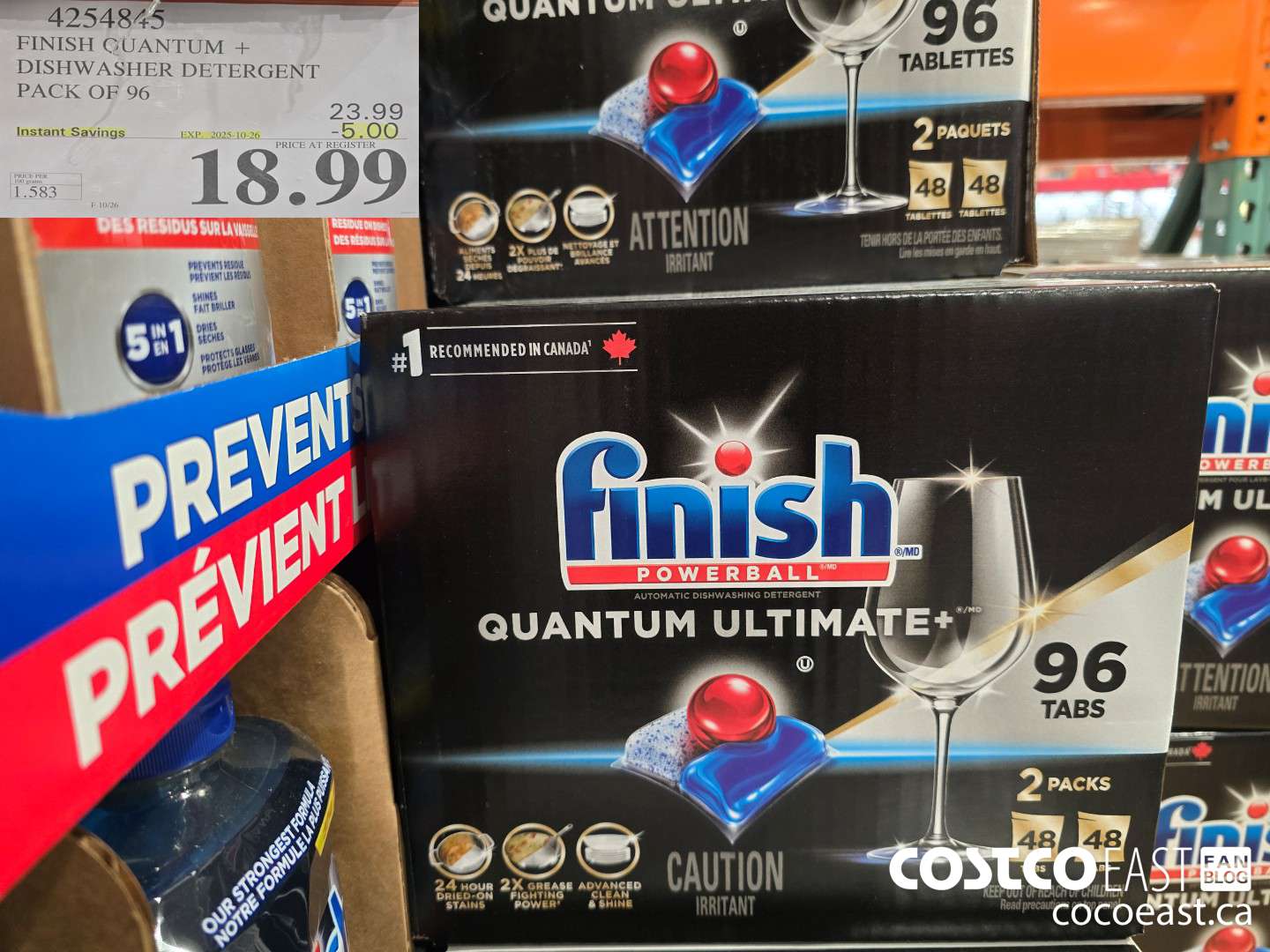 4254845 FINISH QUANTUM + DISHWASHER DETERGENT PACK OF 96 ($5.00 INSTANT SAVINGS EXPIRES ON 2025-10-26) $18.99