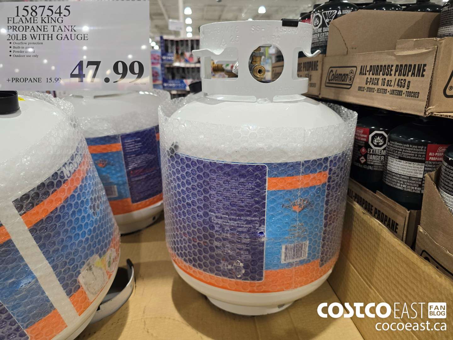 1587545 FLAME KING PROPANE TANK 20LB WITH GAUGE $47.99