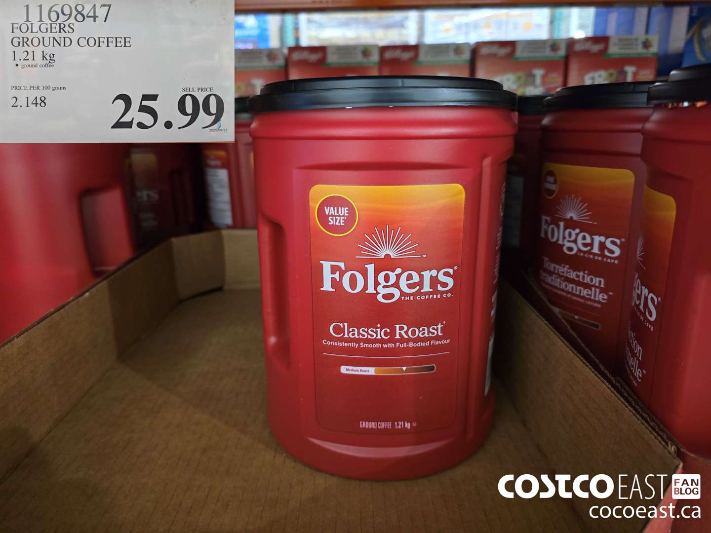 1169847 FOLGERS GROUND COFFEE 1.21 KG $25.99