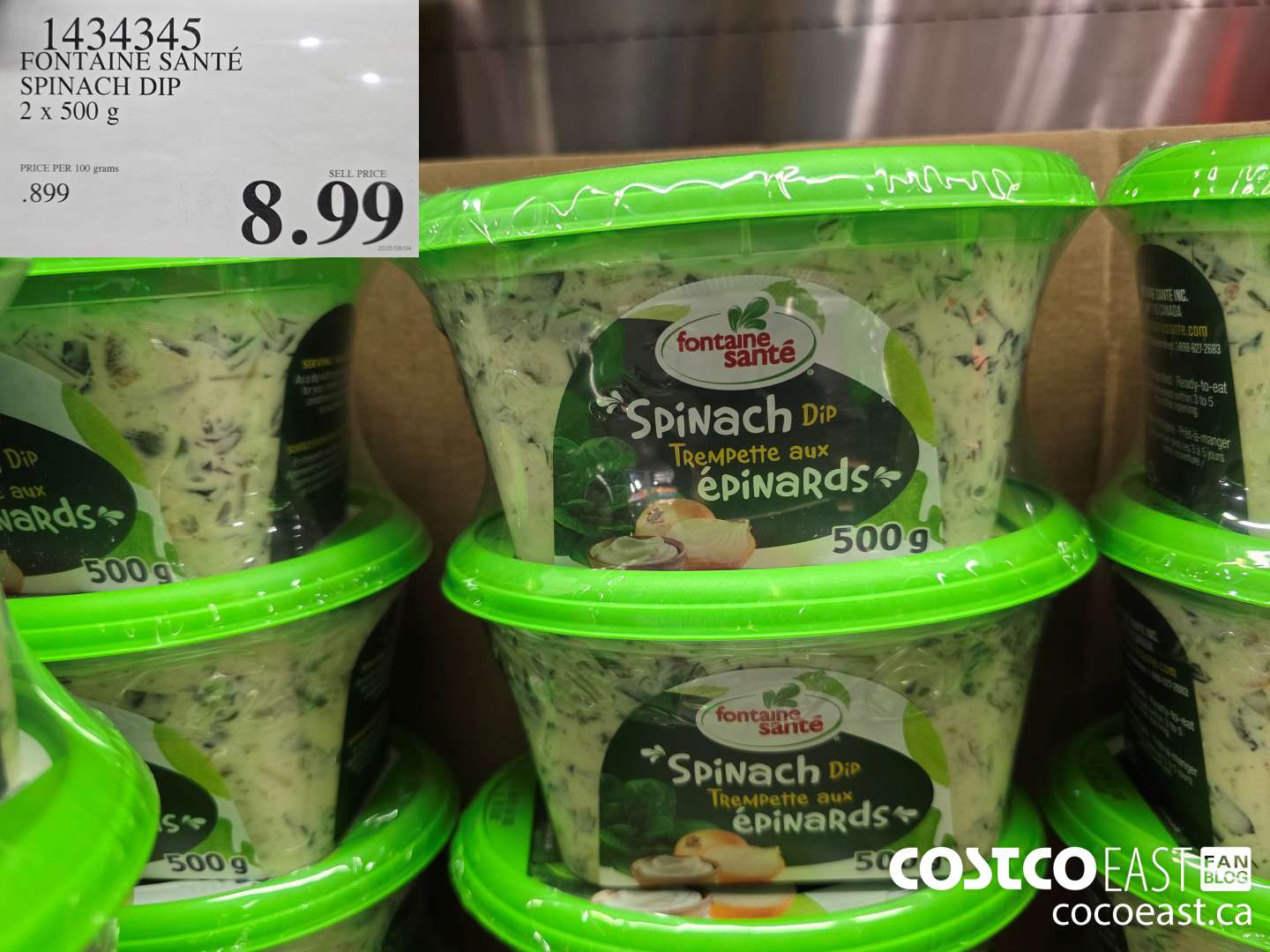 1434345 FONTAINE SANTE SPINACH DIP 2 X 500 G $8.99