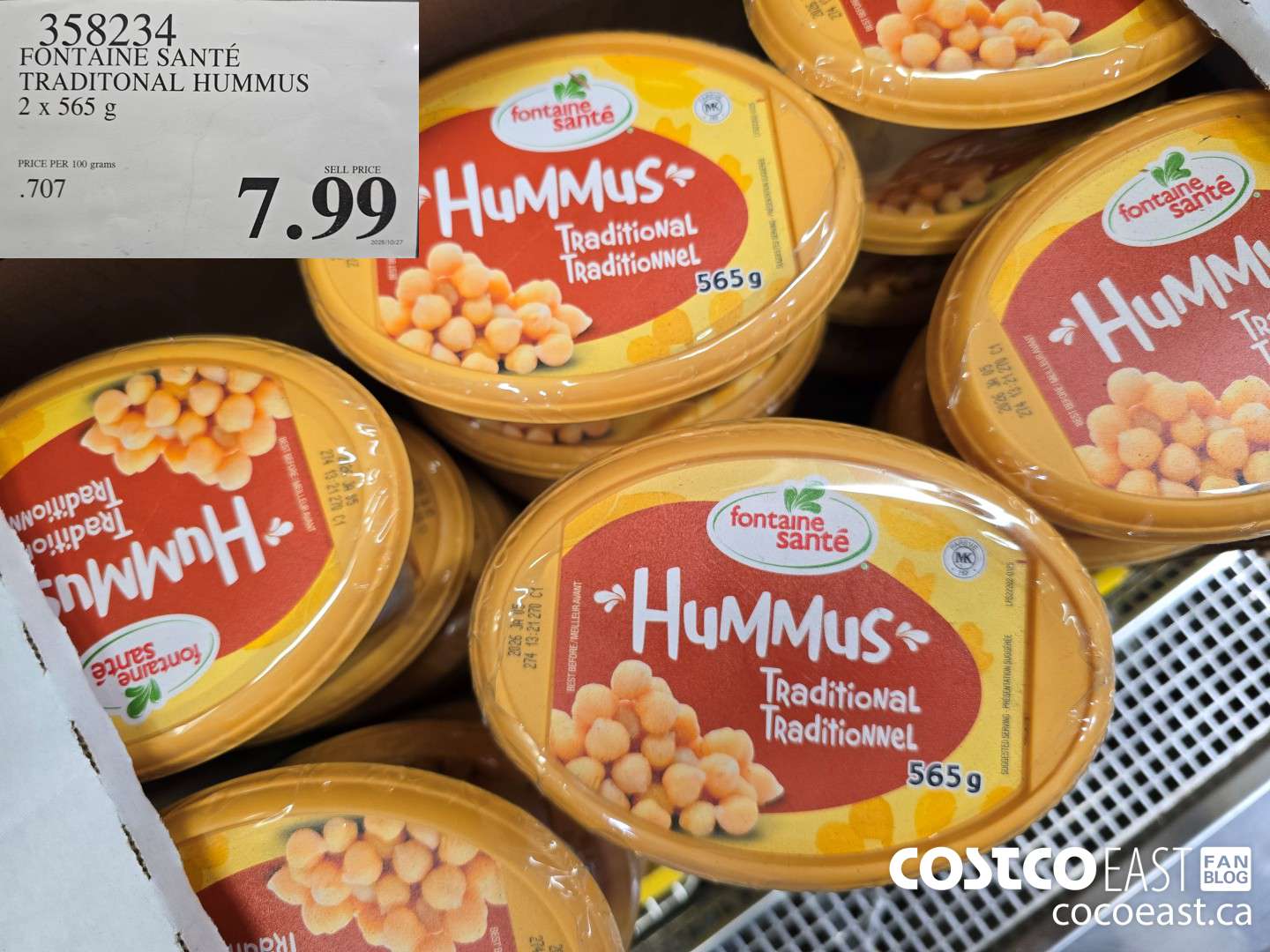 358234 FONTAINE SANTE TRADITIONAL HUMMUS 2 x 565 G $7.99