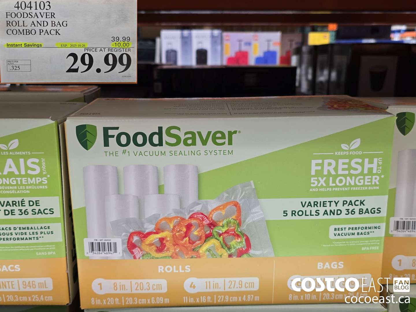 404103 FOODSAVER ROLLS AND BAG COMBO PACK ($10.00 INSTANT SAVINGS EXPIRES ON 2025-10-26) $29.99