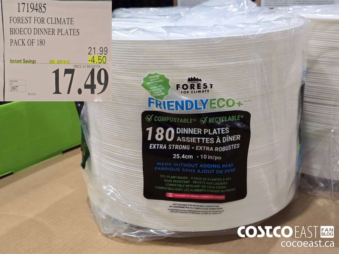 1719485 FOREST FOR CLIMATE BIOECO DINNER PLATES PACK OF 180 ($4.50 INSTANT SAVINGS EXPIRES ON 2025-10-12) $17.49