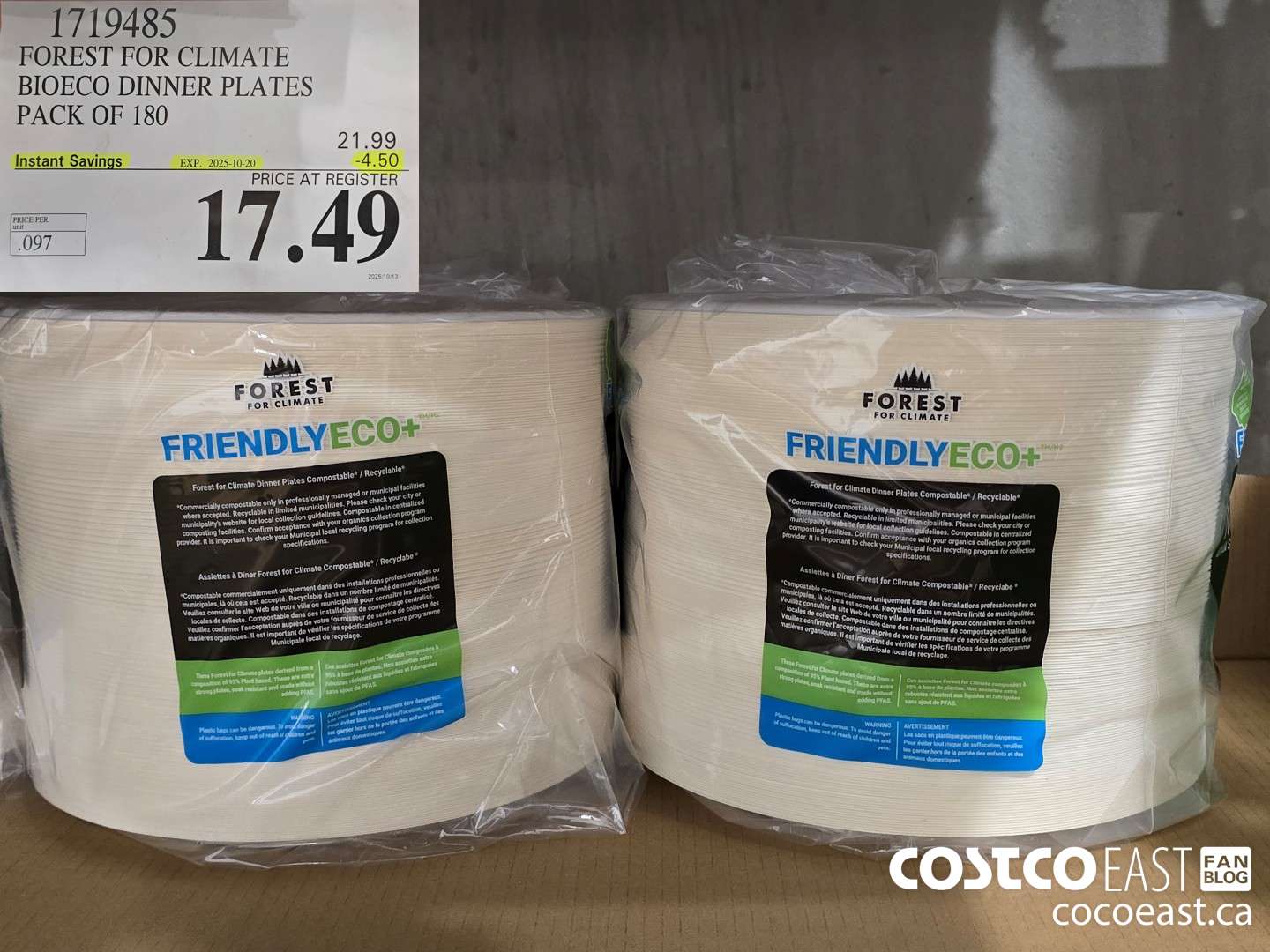 1719485 FOREST FOR CLIMATE BIOECO DINNER PLATES PACK OF 180 ($4.50 INSTANT SAVINGS EXPIRES ON 2025-10-20) $17.49