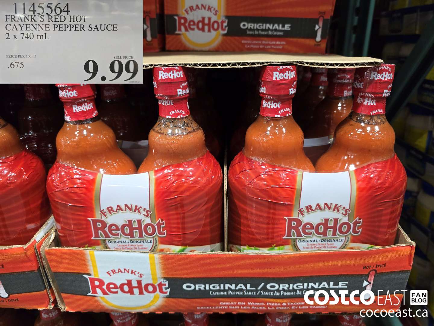 1145564 FRANKS RED HOT CAYENNE PEPPER SAUCE 2 X 740 ML $9.99