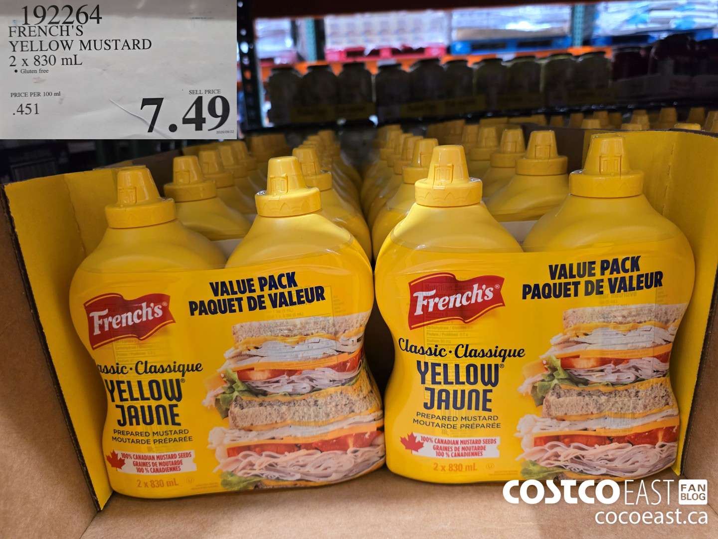 192264 FRENCH'S YELLOW MUSTARD 2 X 830 ML $7.49