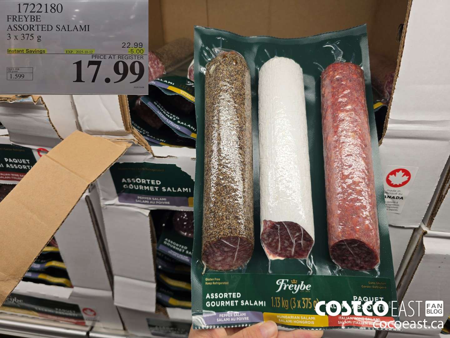 1722180 FREYBE ASSORTED SALAMI 3 x 375 G ($5.00 INSTANT SAVINGS EXPIRES ON 2025-10-12) $17.99